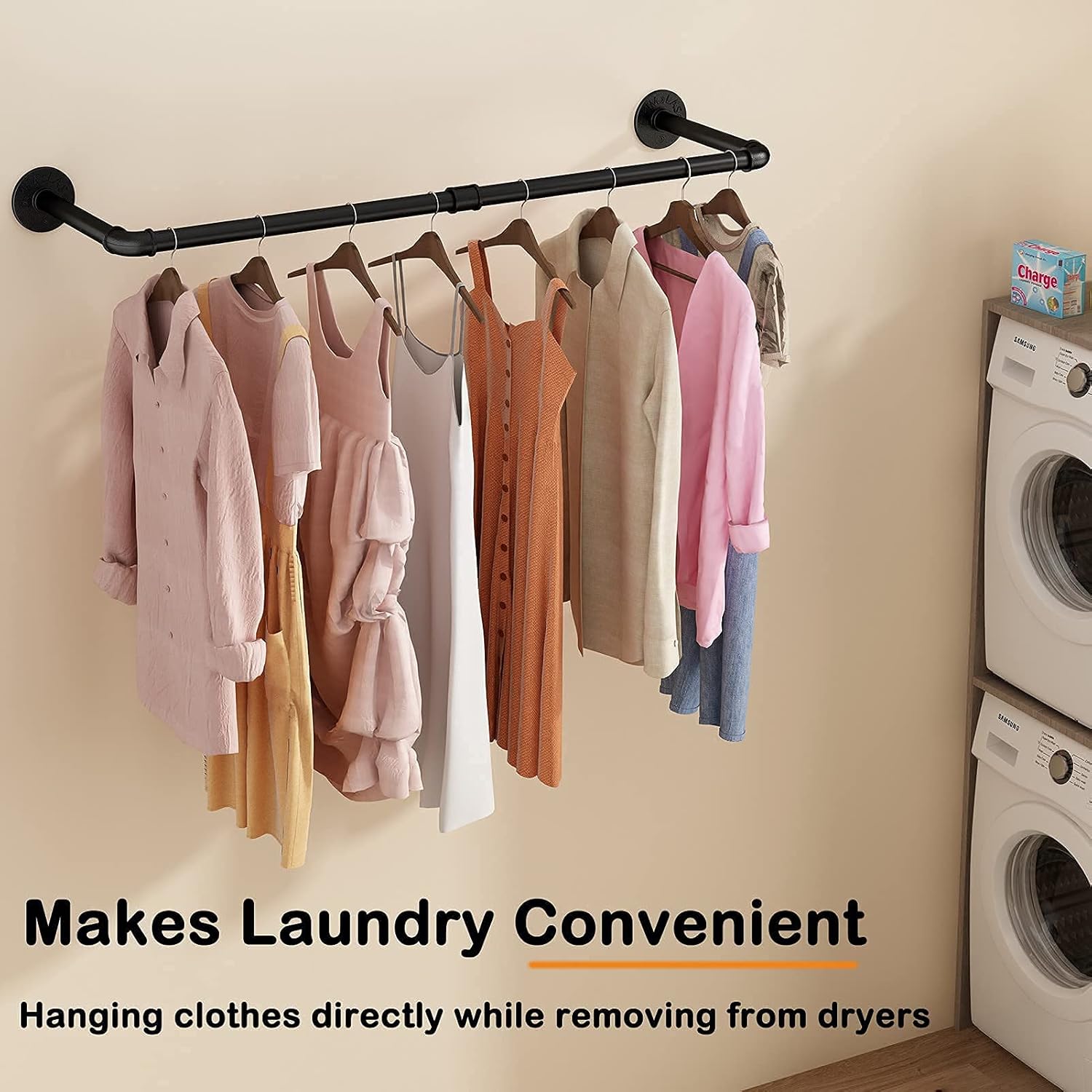 Wall Mounted Clothes Rack Industrial Pipe 384in Heavy Duty