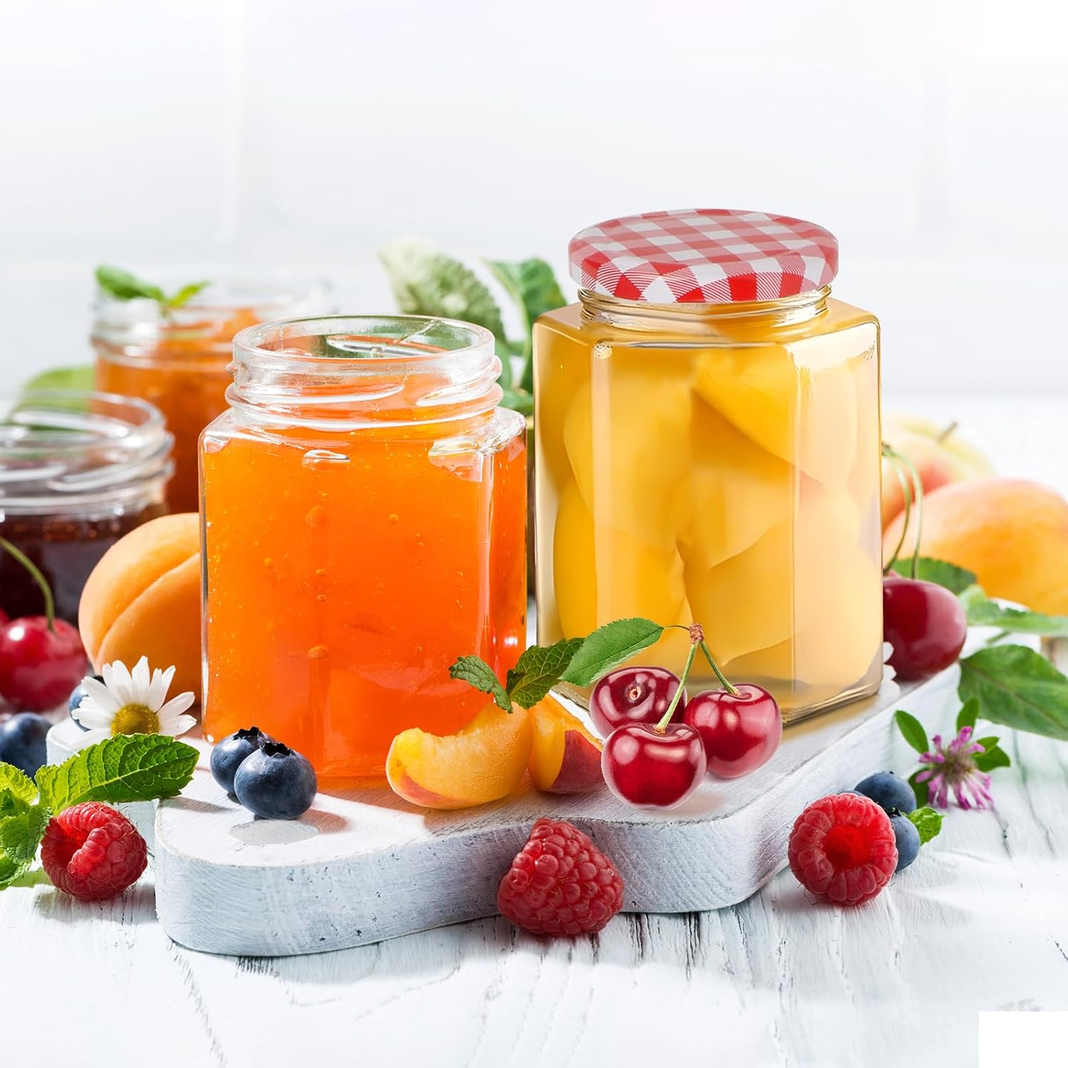 Glass Jam Jars with Screw Top Lids 280ml 12 Pack