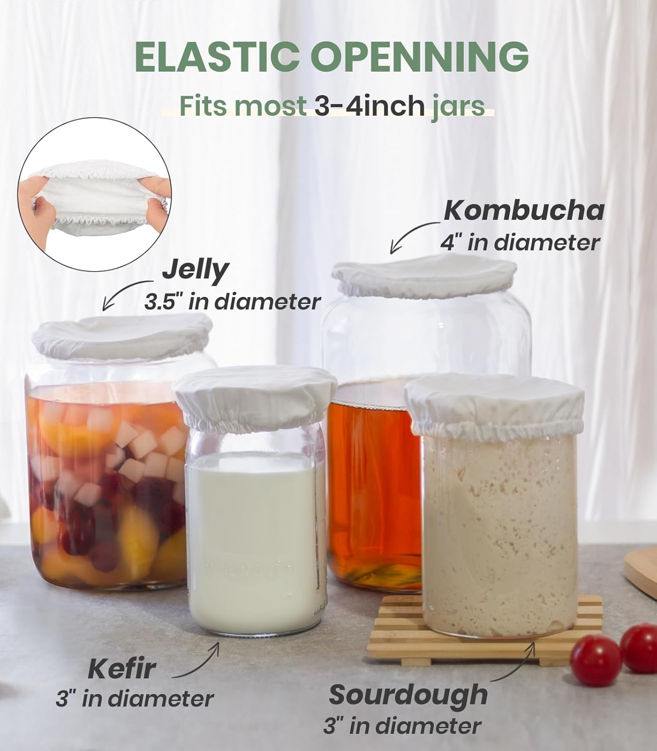 Perenllareta 4-inch Sourdough Jar Covers