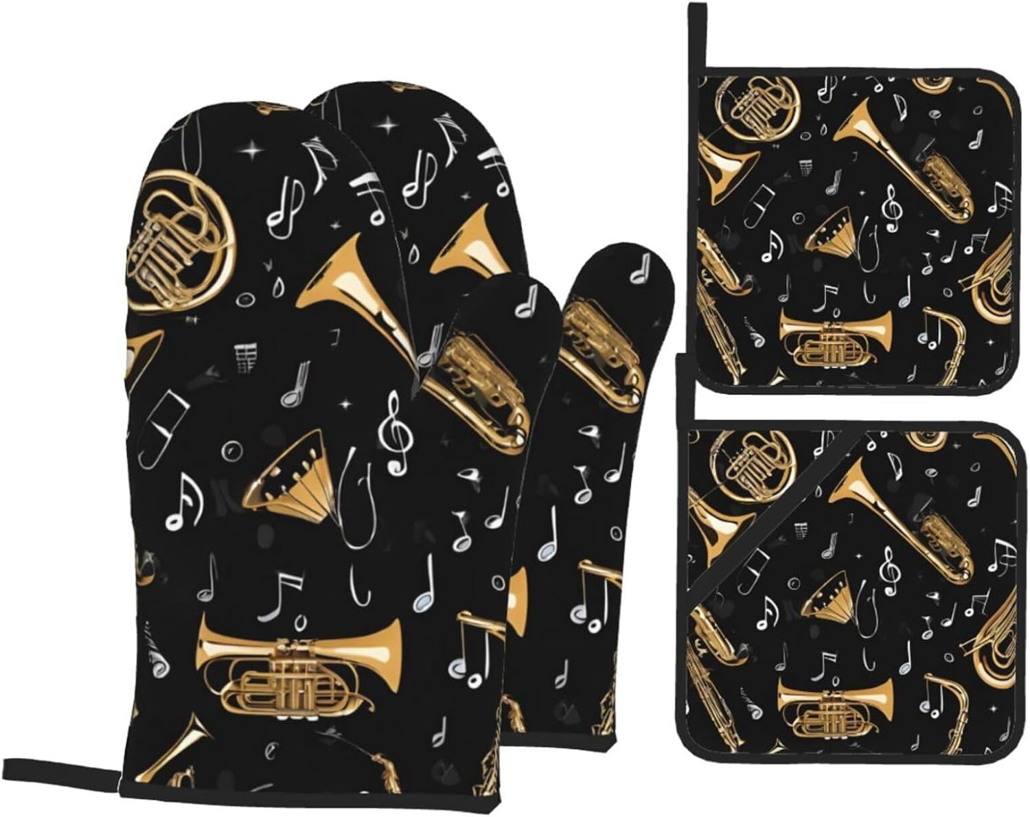 4-Piece Heat-Resistant Oven Mitts Pot Holders for Cooking