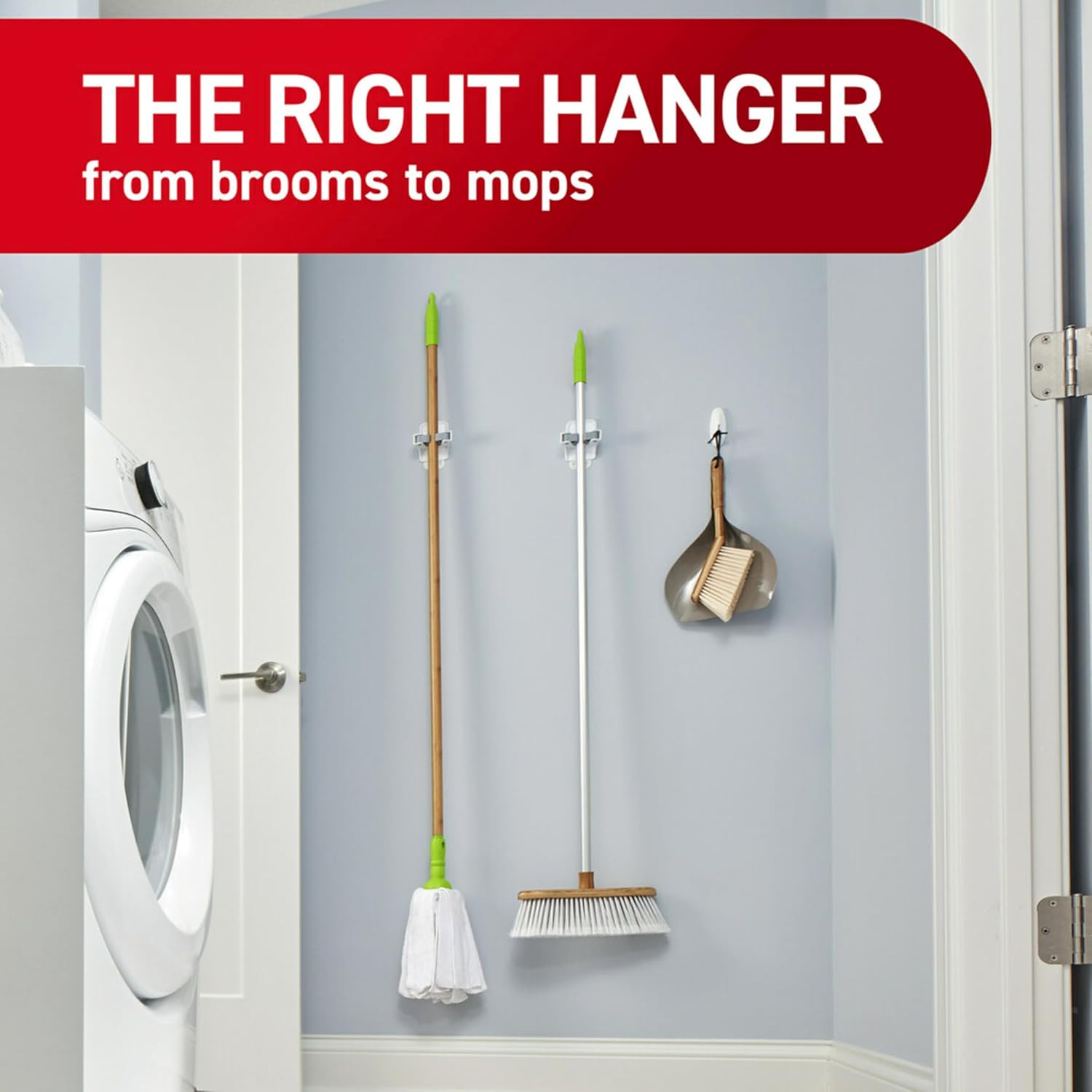 Command Broom and Mop Holder 3-Pack - Stay Clean and Organized