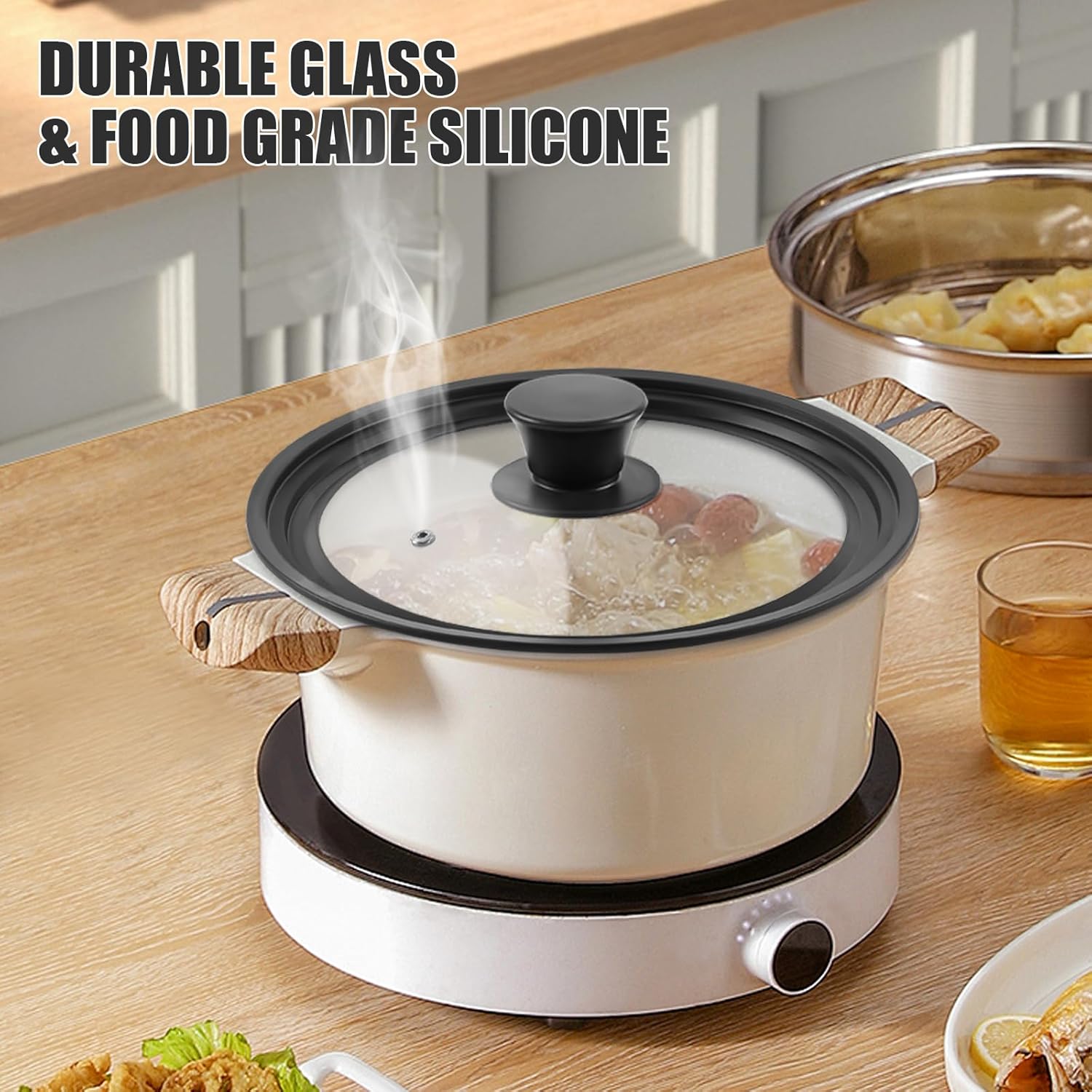 Multifunctional Silicone Cookware Lid for Pots and PansDurable and Safe