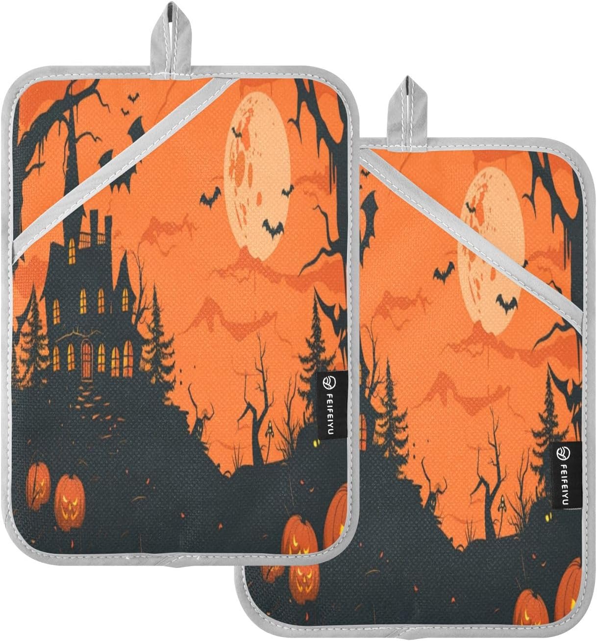 KLUVIO Halloween-Style Heat-Resistant Potholders Set of 2