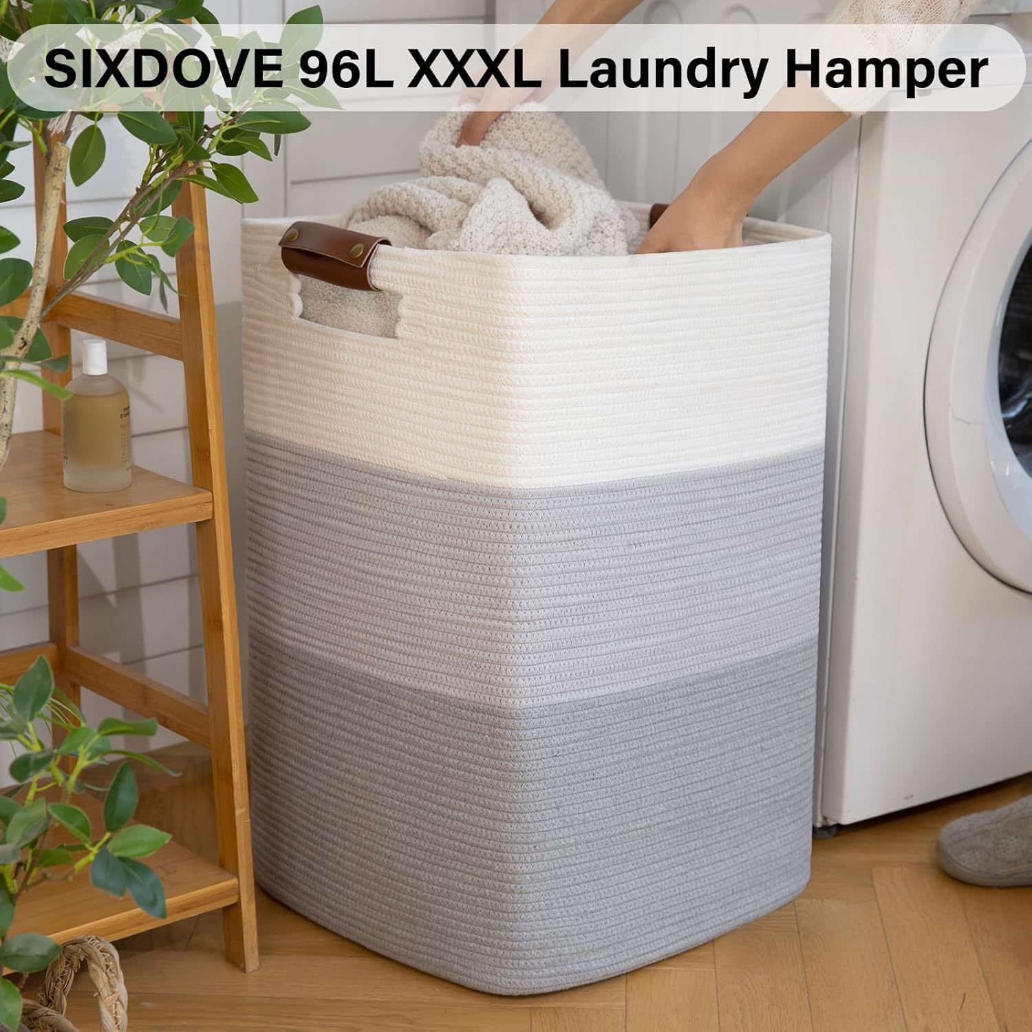 96L Extra Large Laundry Hamper Basket with Handles