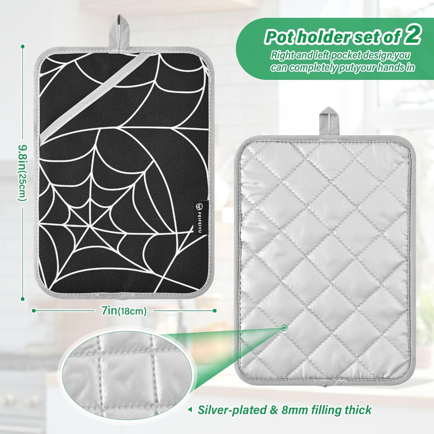 Halloween Spider Web Pot Holder SetOURVII