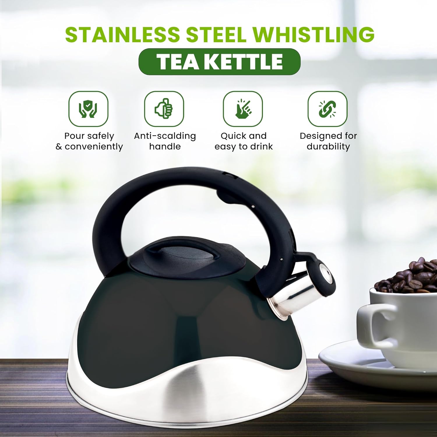 Stainless Steel Whistling Tea Kettle