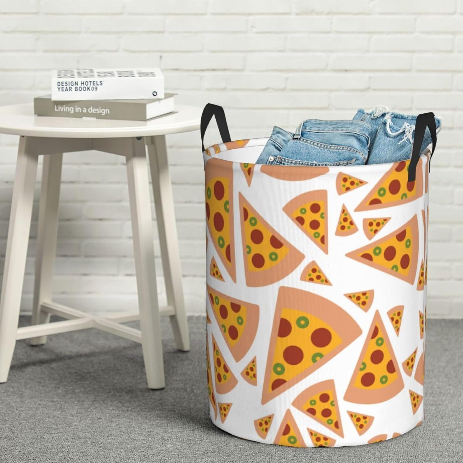 Pizza Laundry Hamper Collapsible Basket with Handles