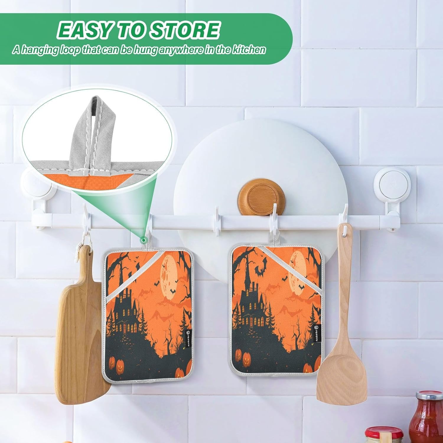 KLUVIO Halloween-Style Heat-Resistant Potholders Set of 2