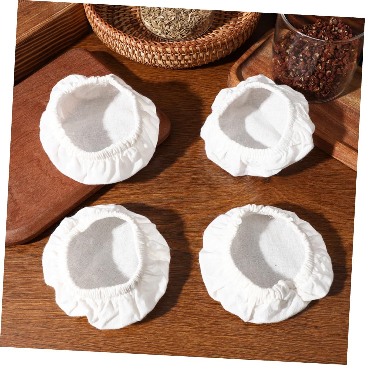 4pc Eco-Friendly Cotton Jar Lids Cook Serve Kitchen Essential