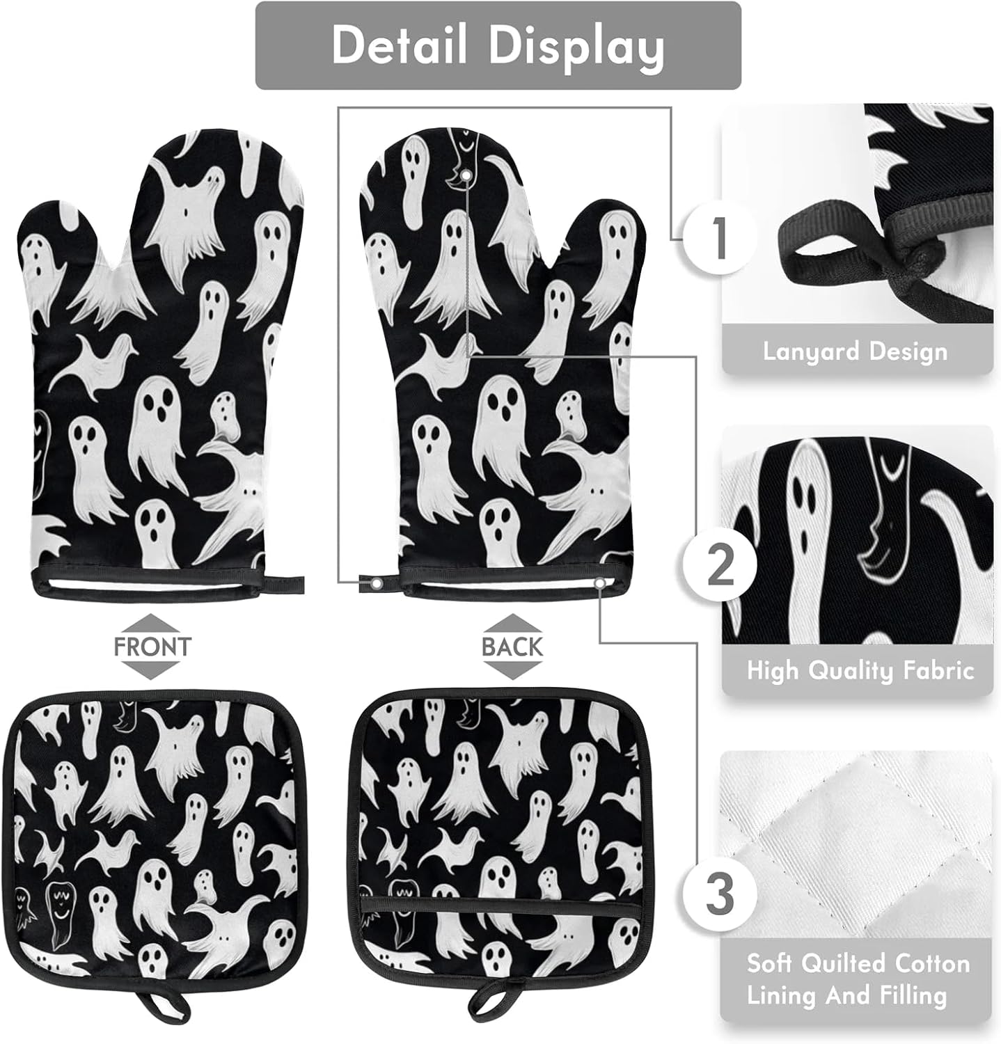 Halloween Ghost Pot Holder Set