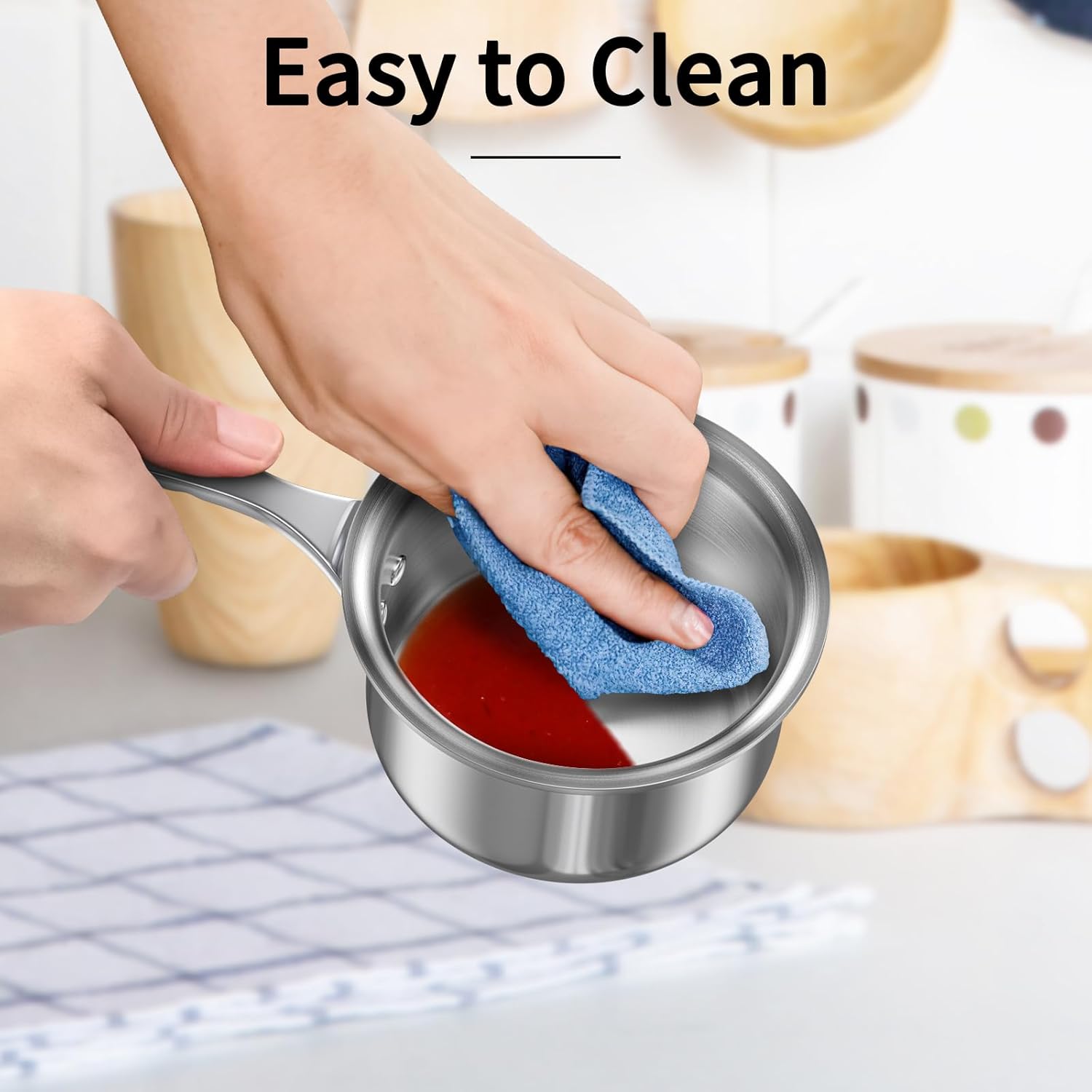 MACEVIA Mini Sauce Pan with Lid Stainless Steel for Home Kitchen