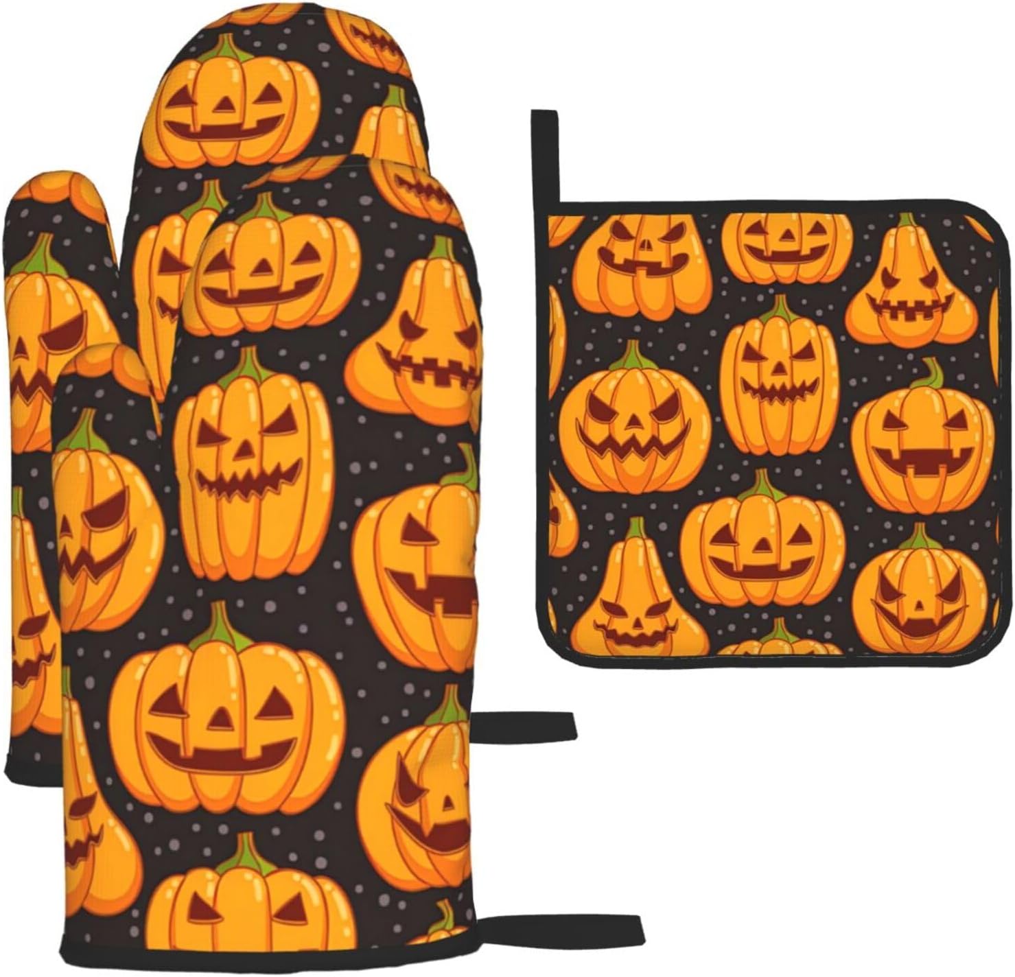 XULLZH Halloween Pumpkin Patterns Oven Mitts Set