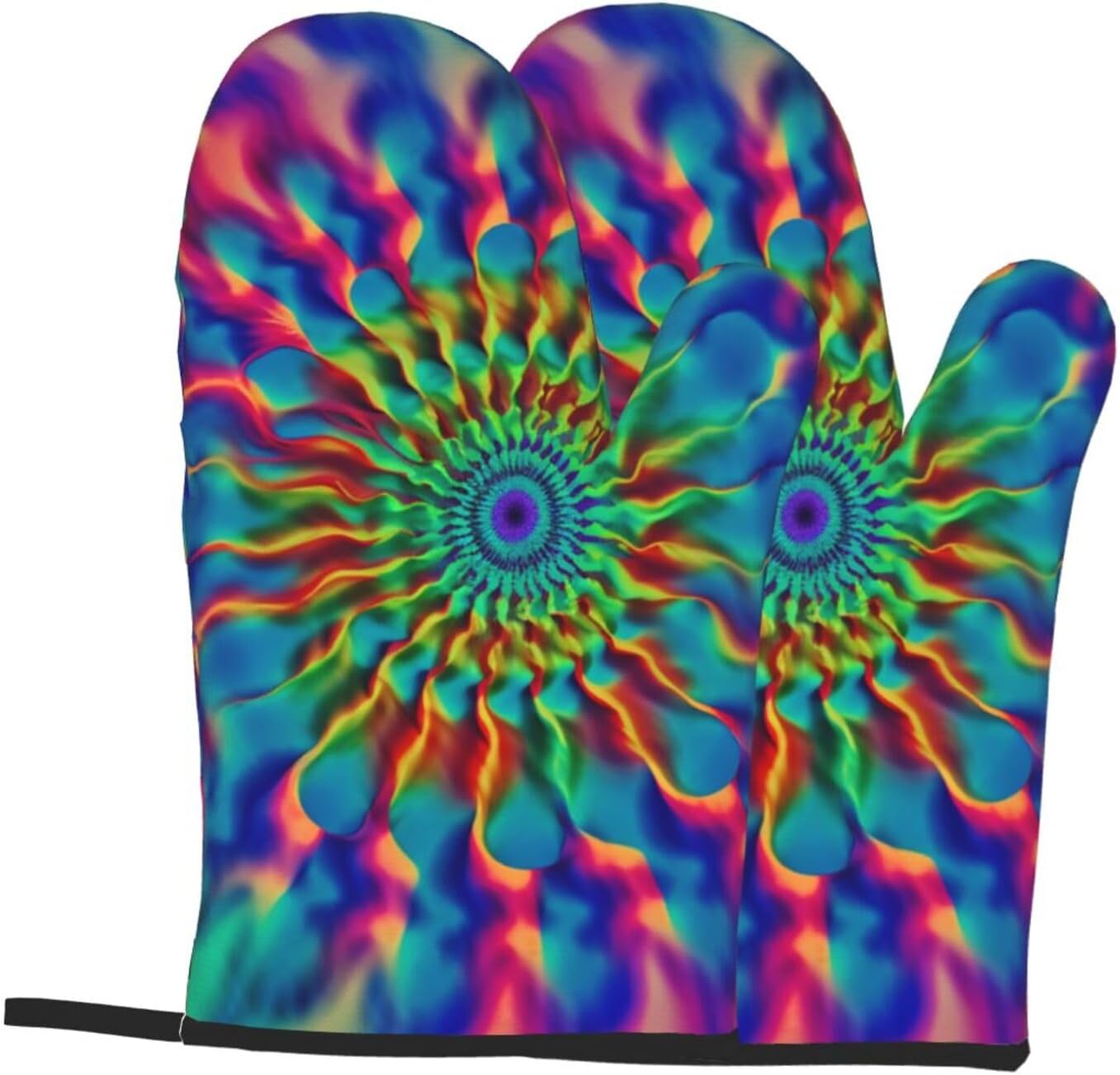 Oven Mitts Pair Tie-Dye Heat Resistant Quilted Cooking Gloves