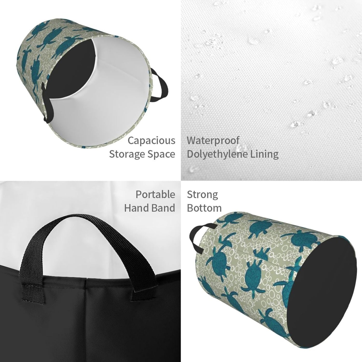 AFHYZY Turtle Laundry Hamper Collapsible with Handles