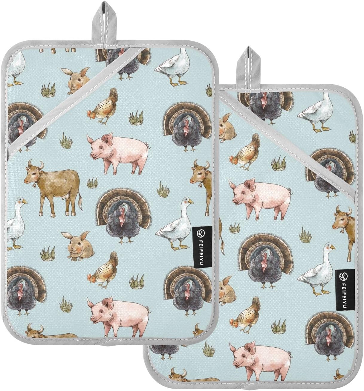 Potholder Goose Cow Chicken Pig Pot Holder Set of 2