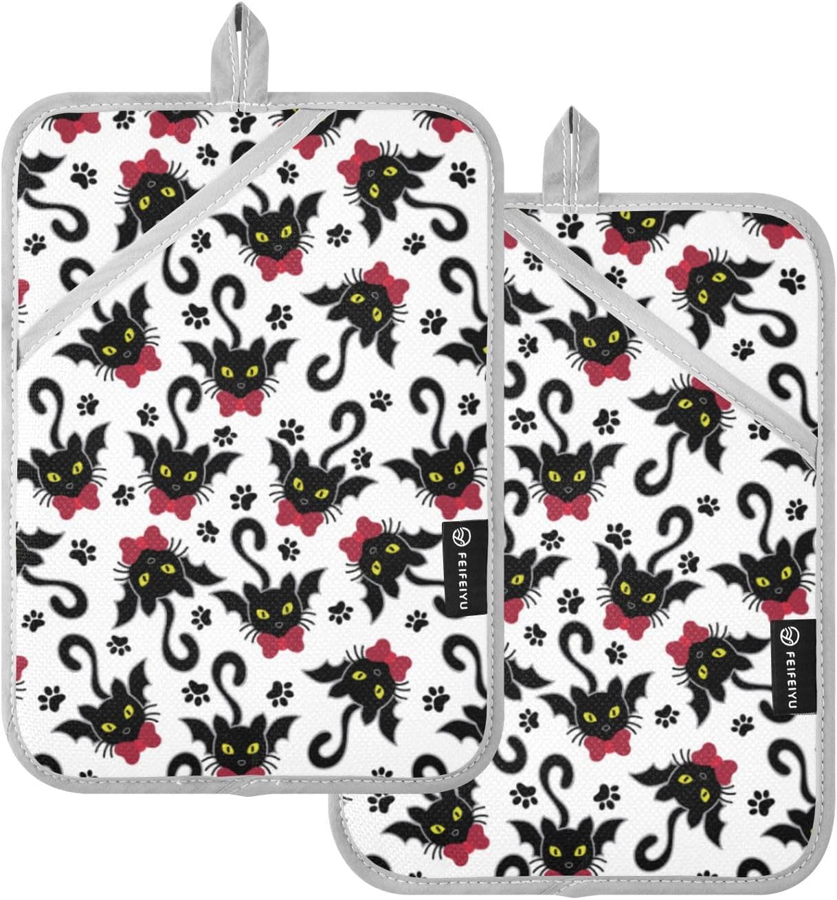 OurVii Winged Bat Cats Potholders Set