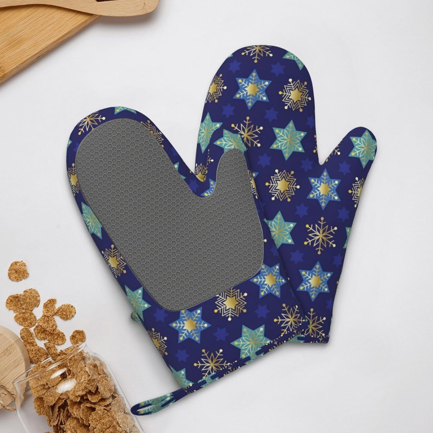 Happy Hanukkah Silicone Oven Mitts