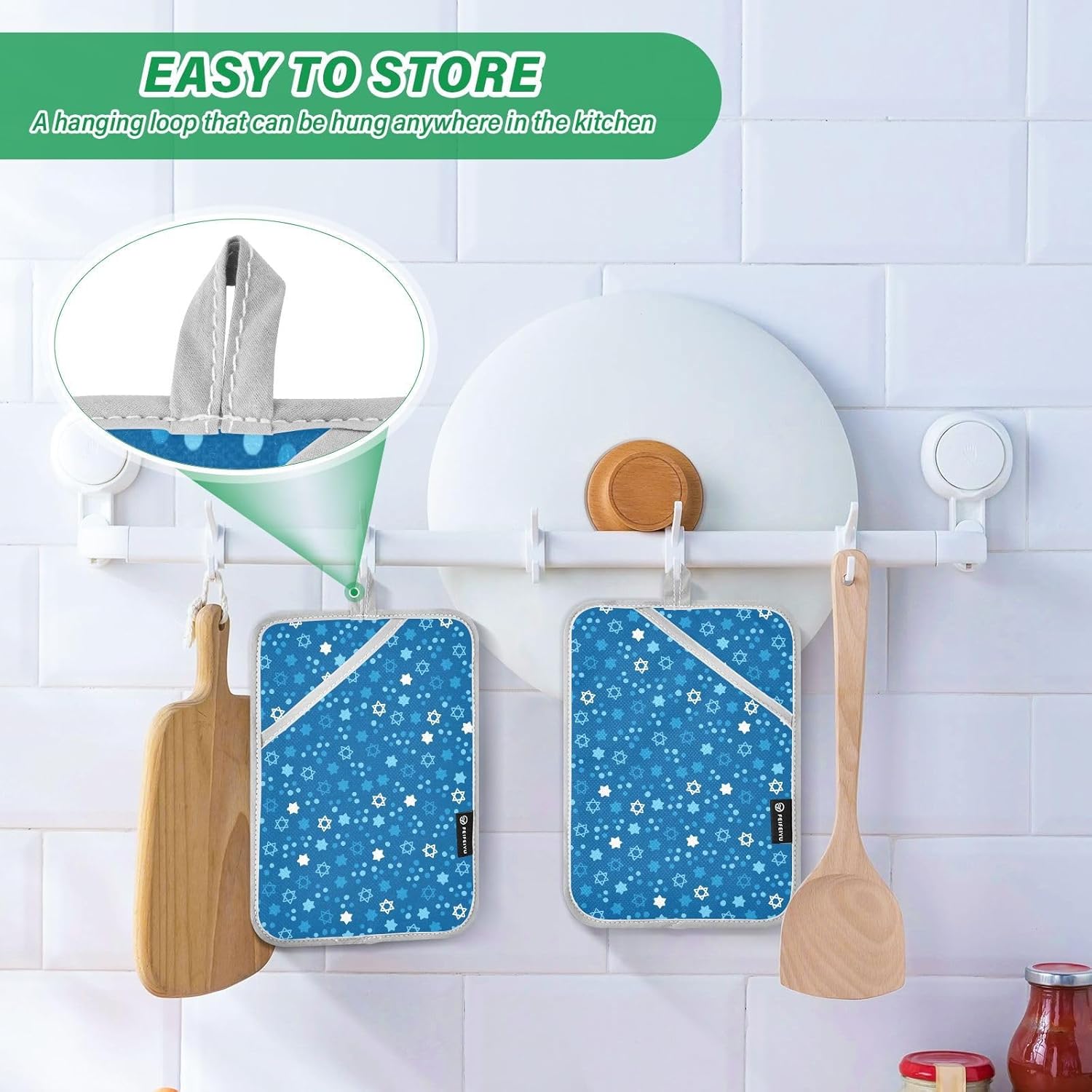 Hanukkah Star-Patterned Pot Holder Set