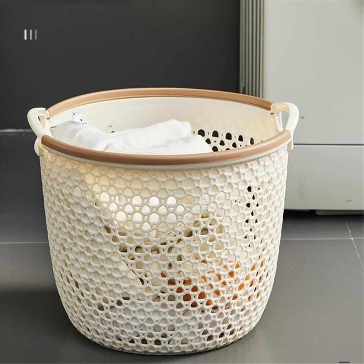 Space-Saving Laundry Basket with Dual Handles for Efficient Storage