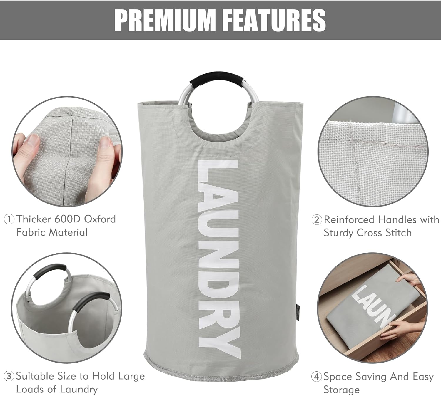 125L Collapsible X-Large laundry basket for bedroom