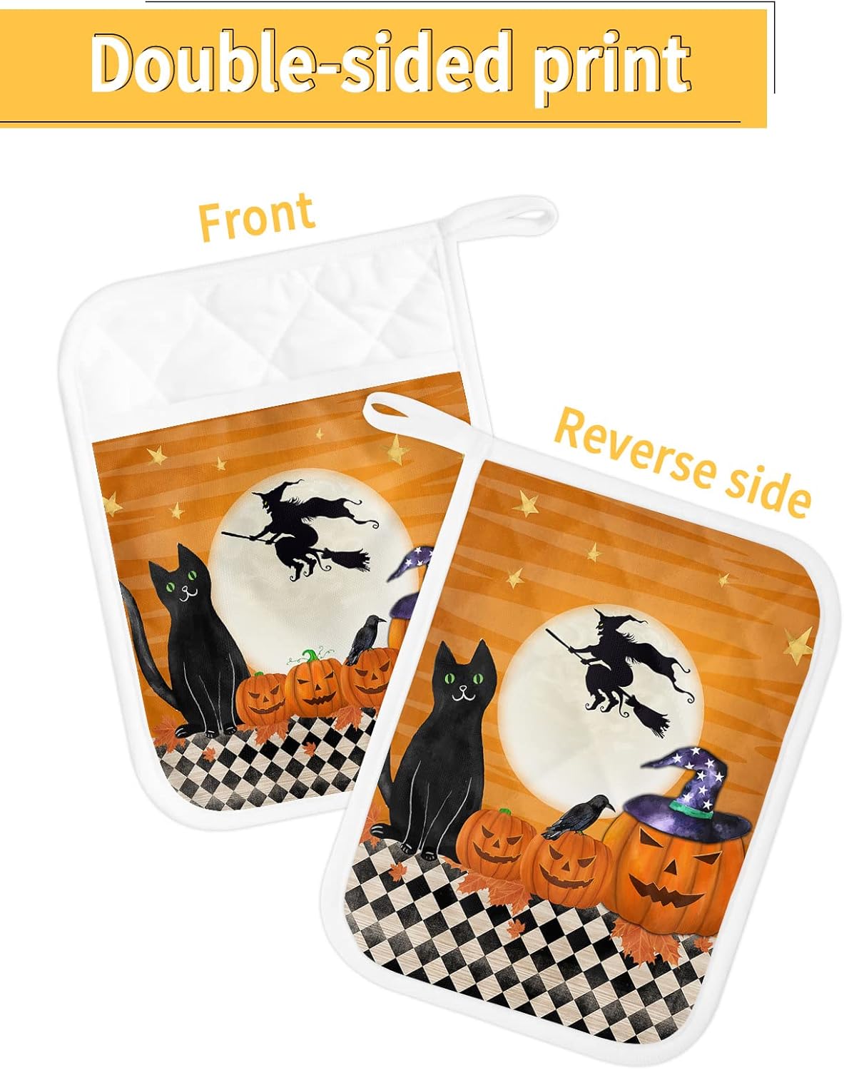 Festive Halloween Kitchen Accessories 5PCS Pot Holder Set with Loops