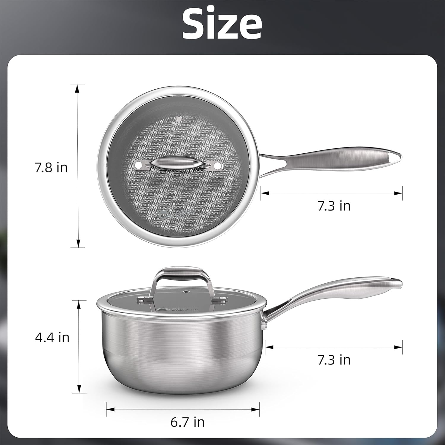 Stainless Steel Saucepan Nonstick with Ceramic Lid