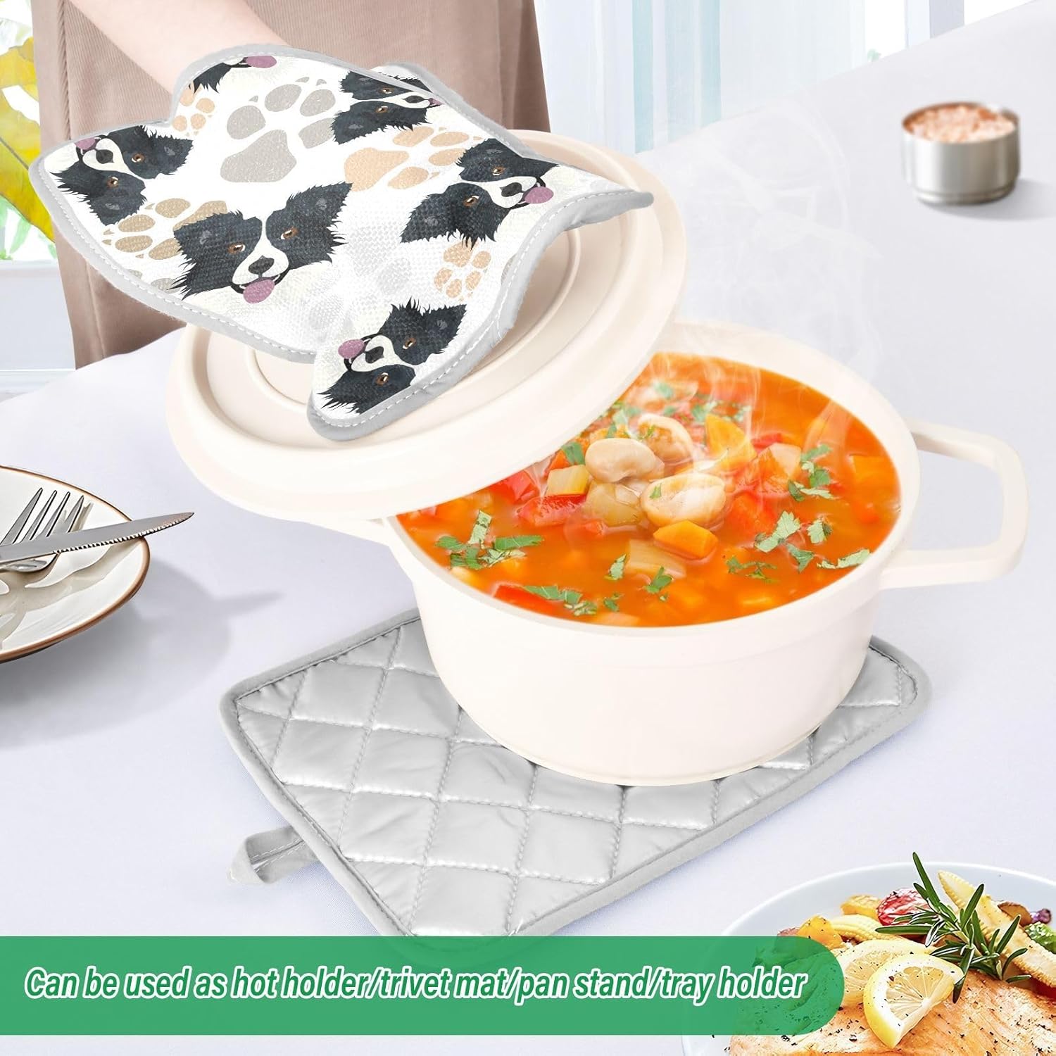Double Potholder Set Heat-Resistant Oven Mitts