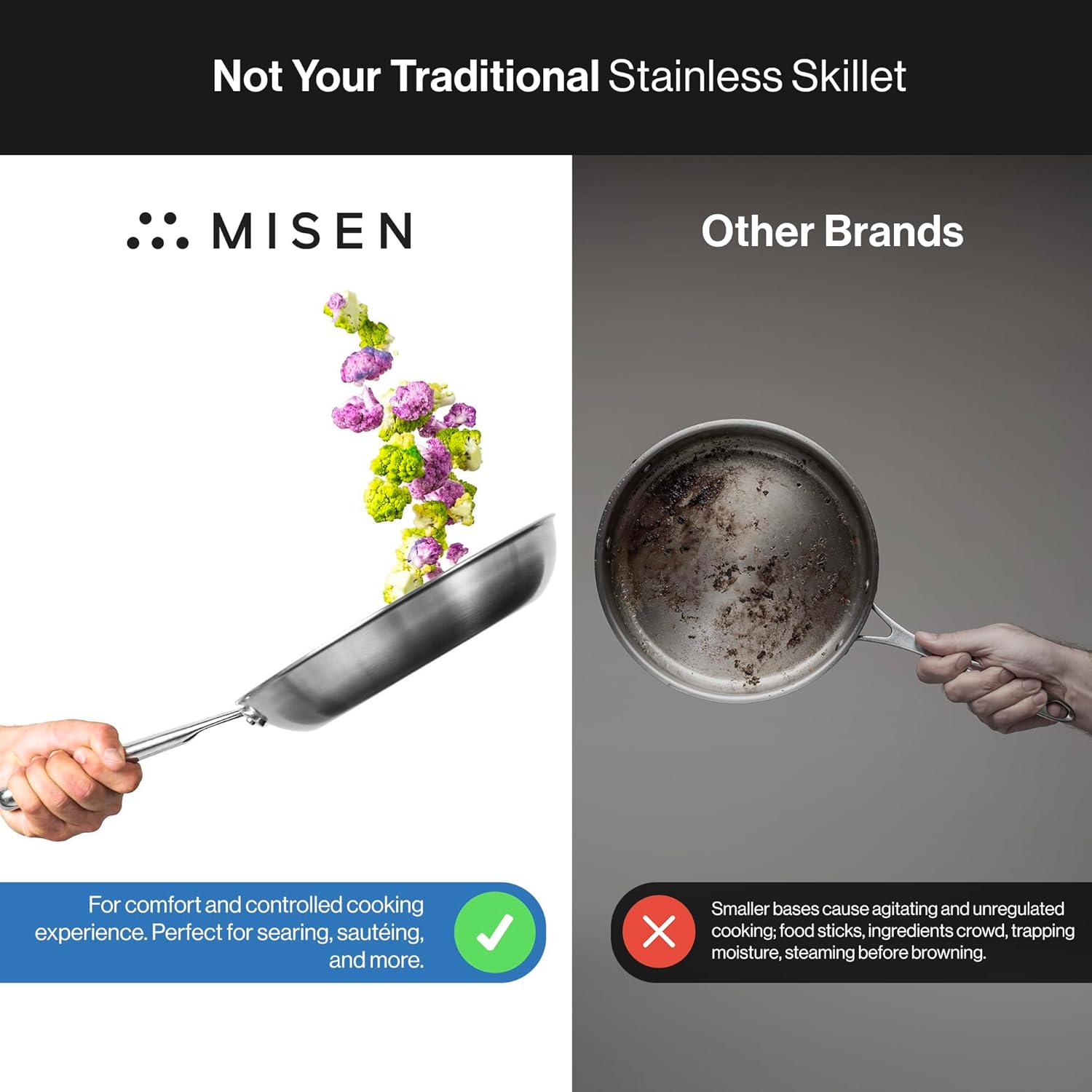 Misen 5-Ply Stainless Steel 12 Fry Pan induction oven ready