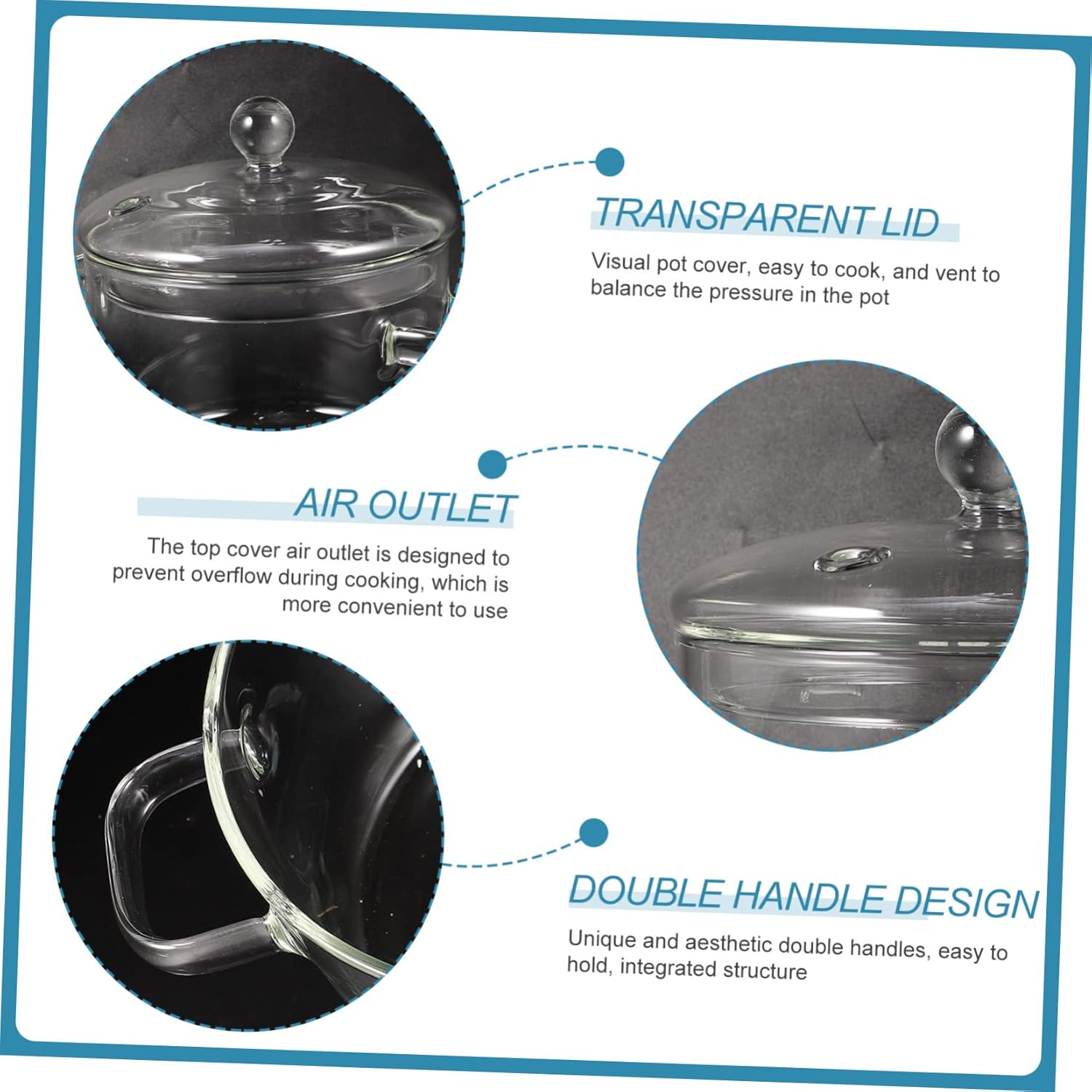 High Borosilicate Glass Stockpot with Double Handles and Lid