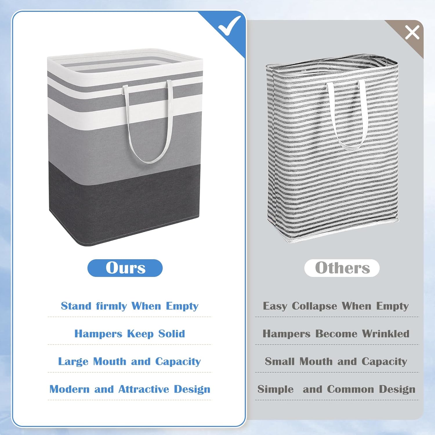BlissTotes 3-Pack Freestanding Laundry Basket
