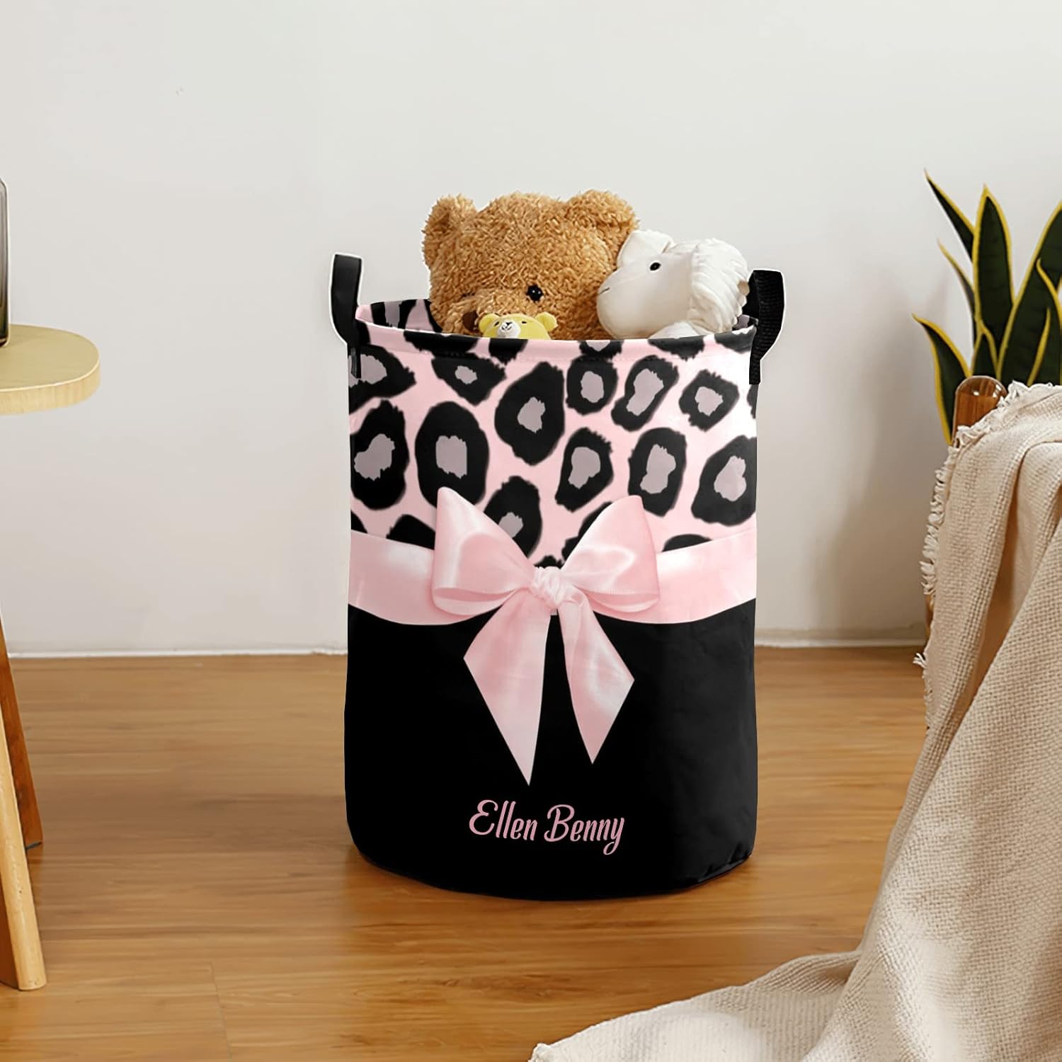 Personalized Leopard Pattern Laundry Basket