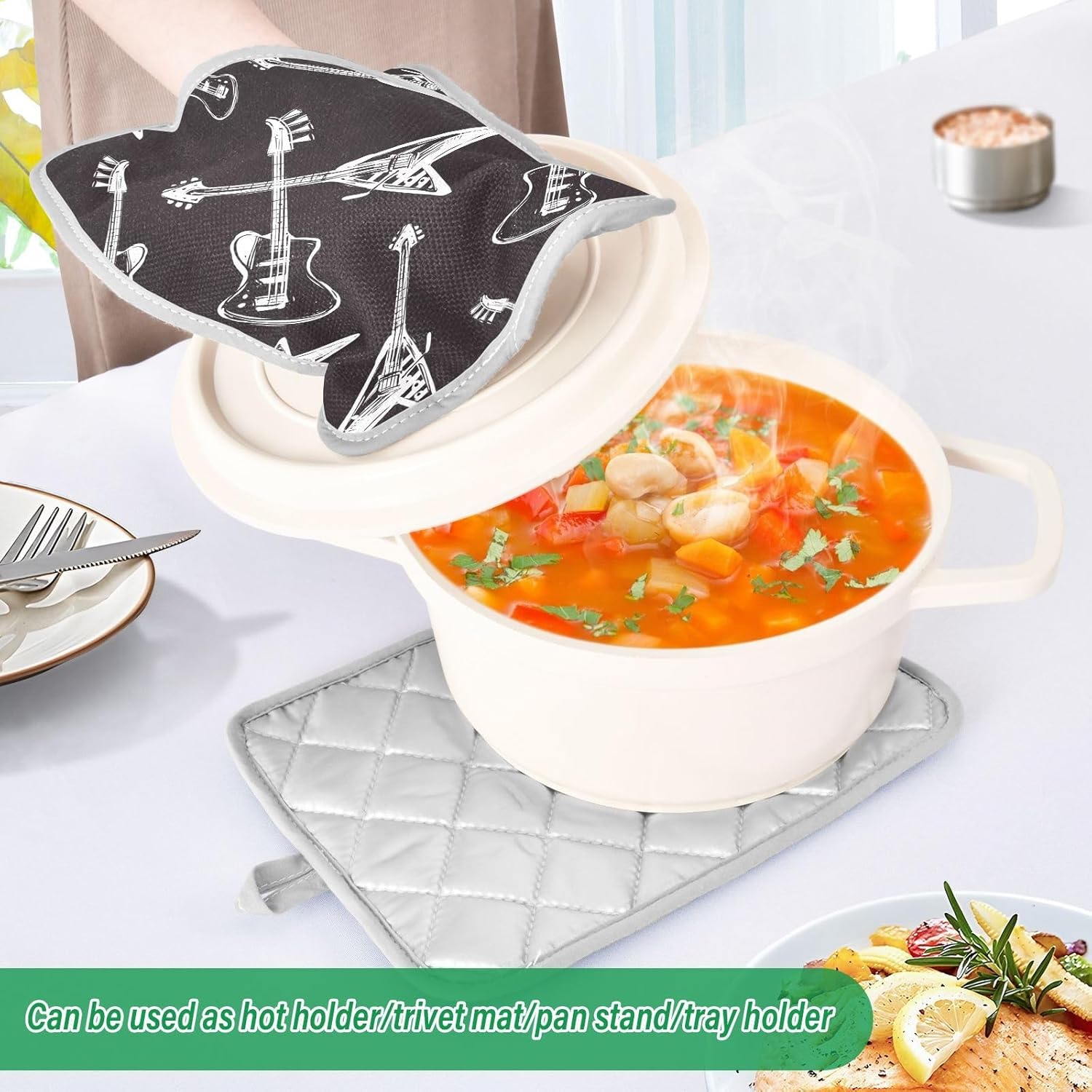 Tasty Kitchen Essentials Dual-Purpose Heat-Resistant Potholder Set for Cooking Baking