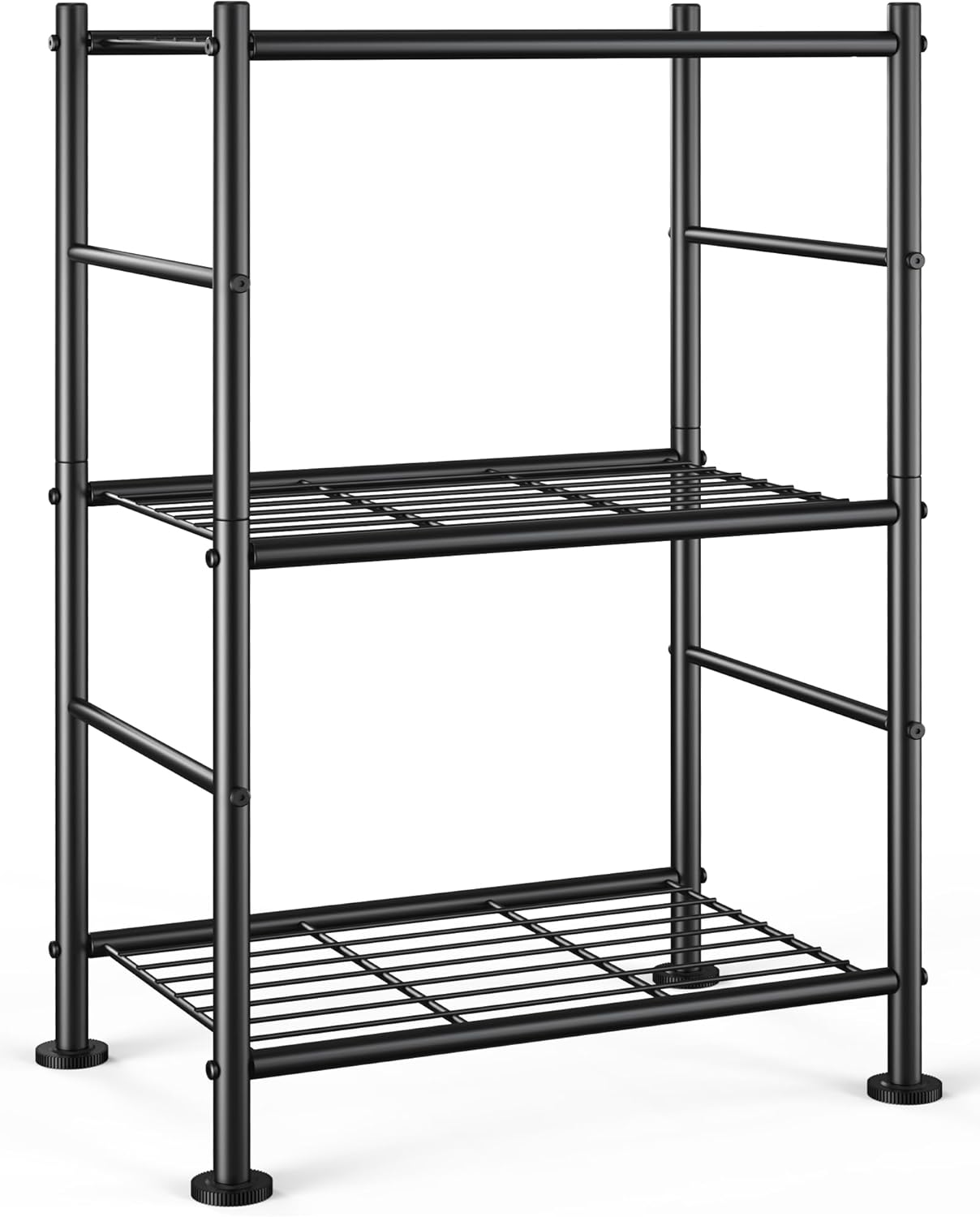 Space-Saving 3-Tier Metal Shelf with Adjustable Feet