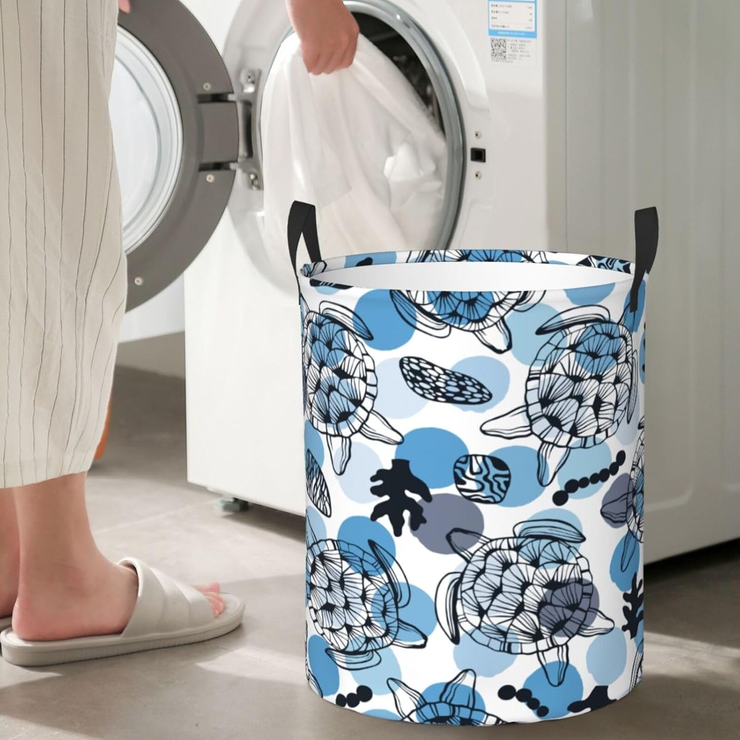 Seawurtles Circular Hamper Clothes Storage Bucket - Durable Compact Storage Solution
