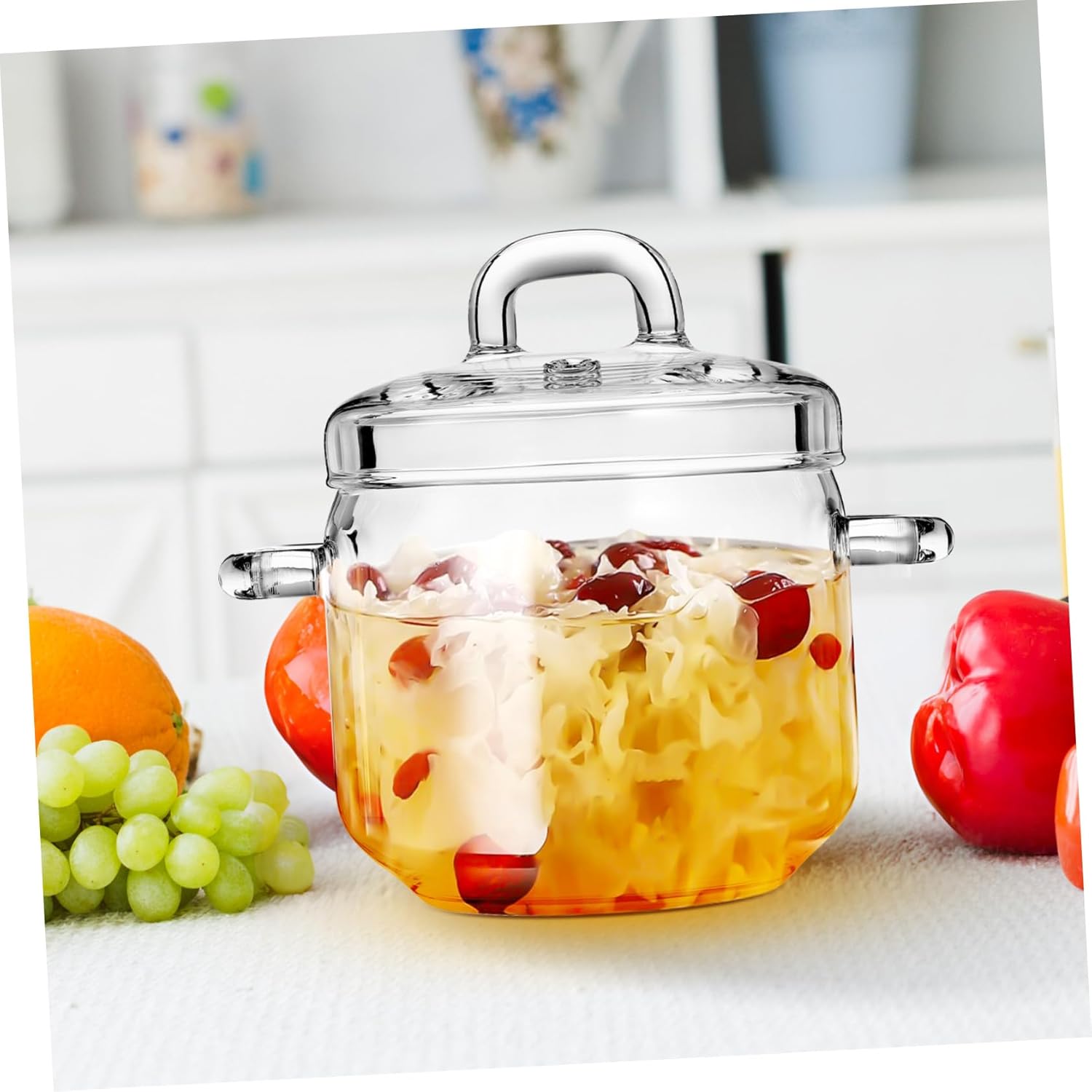 700ml Clear Glass Saucepan with Lid - Perfect for Pasta Noodles and Soups