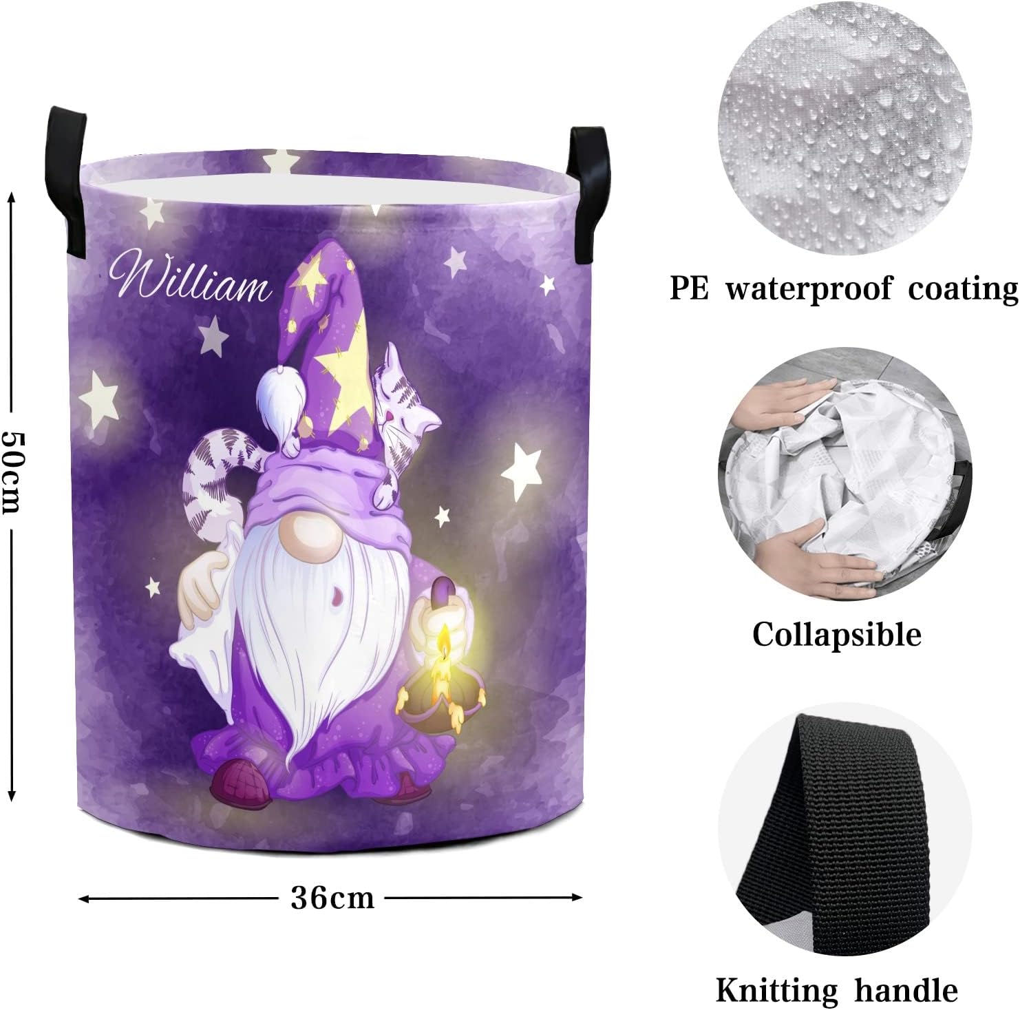 Starry Star Gnome Waterproof Folding Laundry Basket