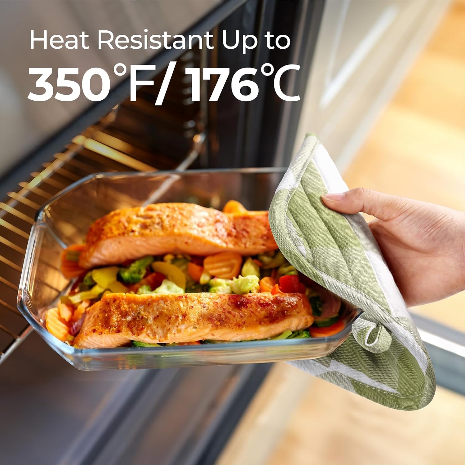 2-Piece Green Plaid Heat-Resistant Pot Holders