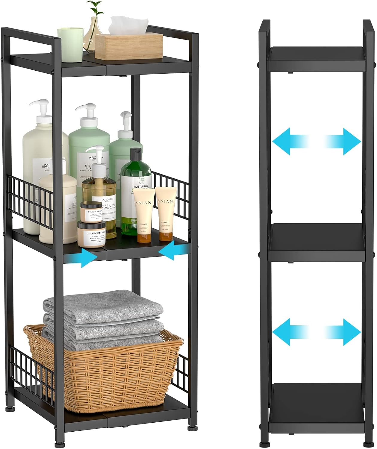 3-Tier Expandable Metal Shelf Free-Standing Bathroom Organizer