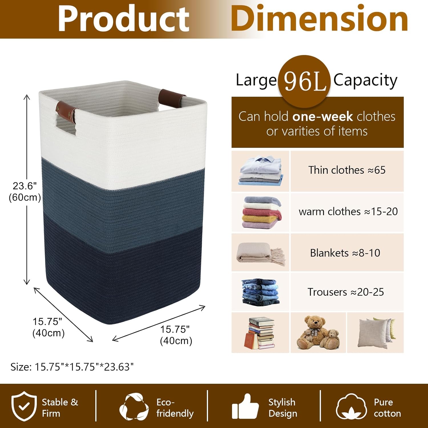 Laundry Hamper Extra Large Gradient Blue