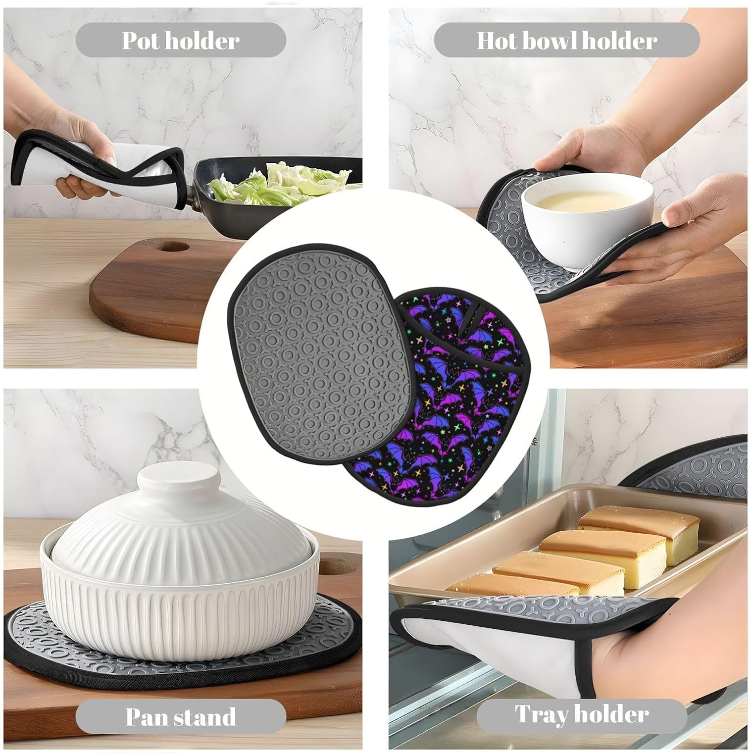 Halloween Heat-Resistant Silicone Potholders with Pocket