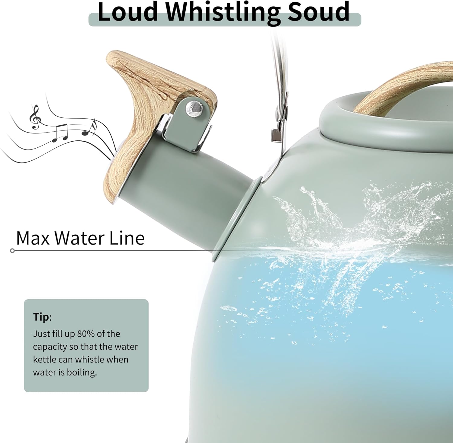 WHISLING Tea Kettle with Silicone Handle 32 QT