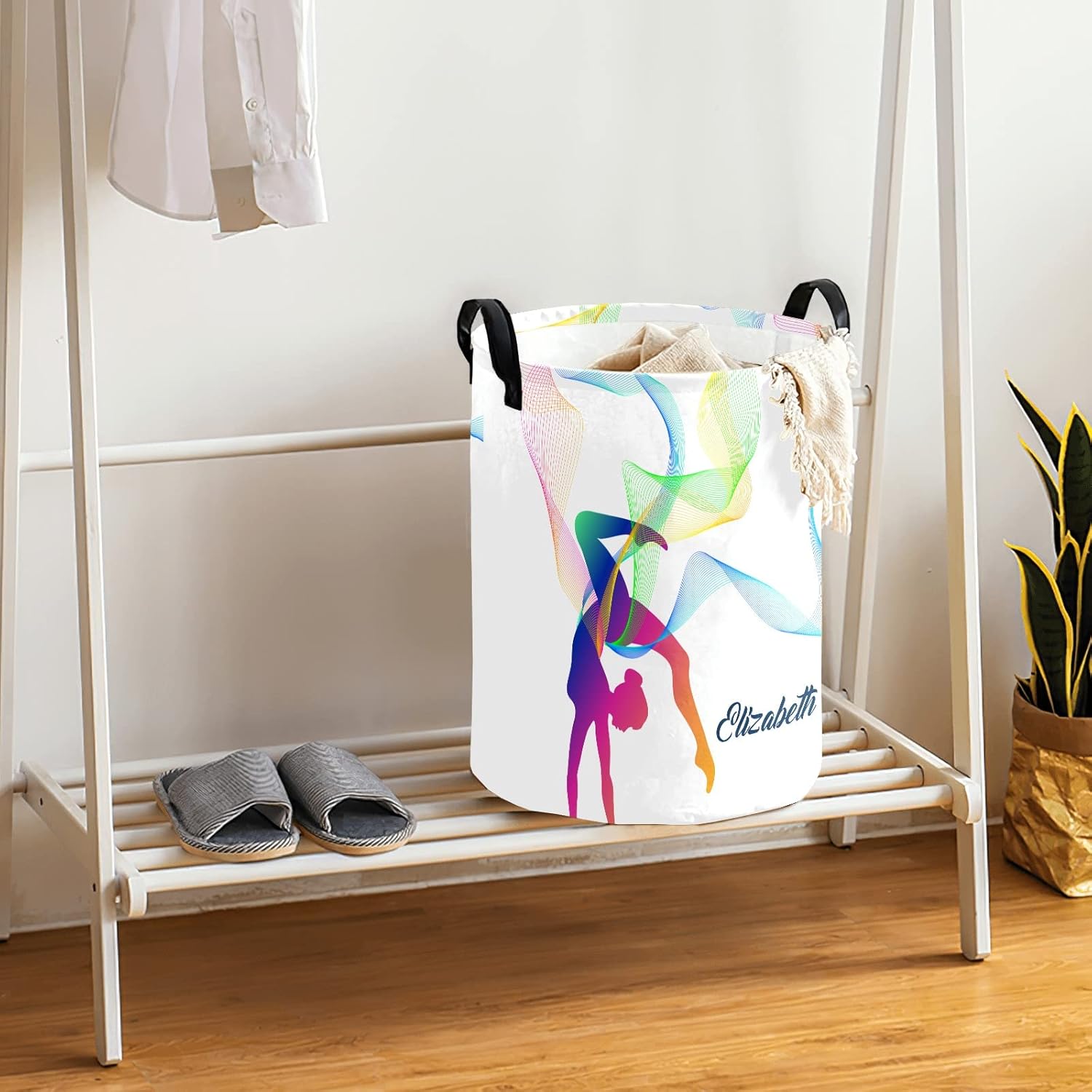 NZOOHY Rhytmic Gymnastics Water Resistant Foldable Laundry Basket Bag