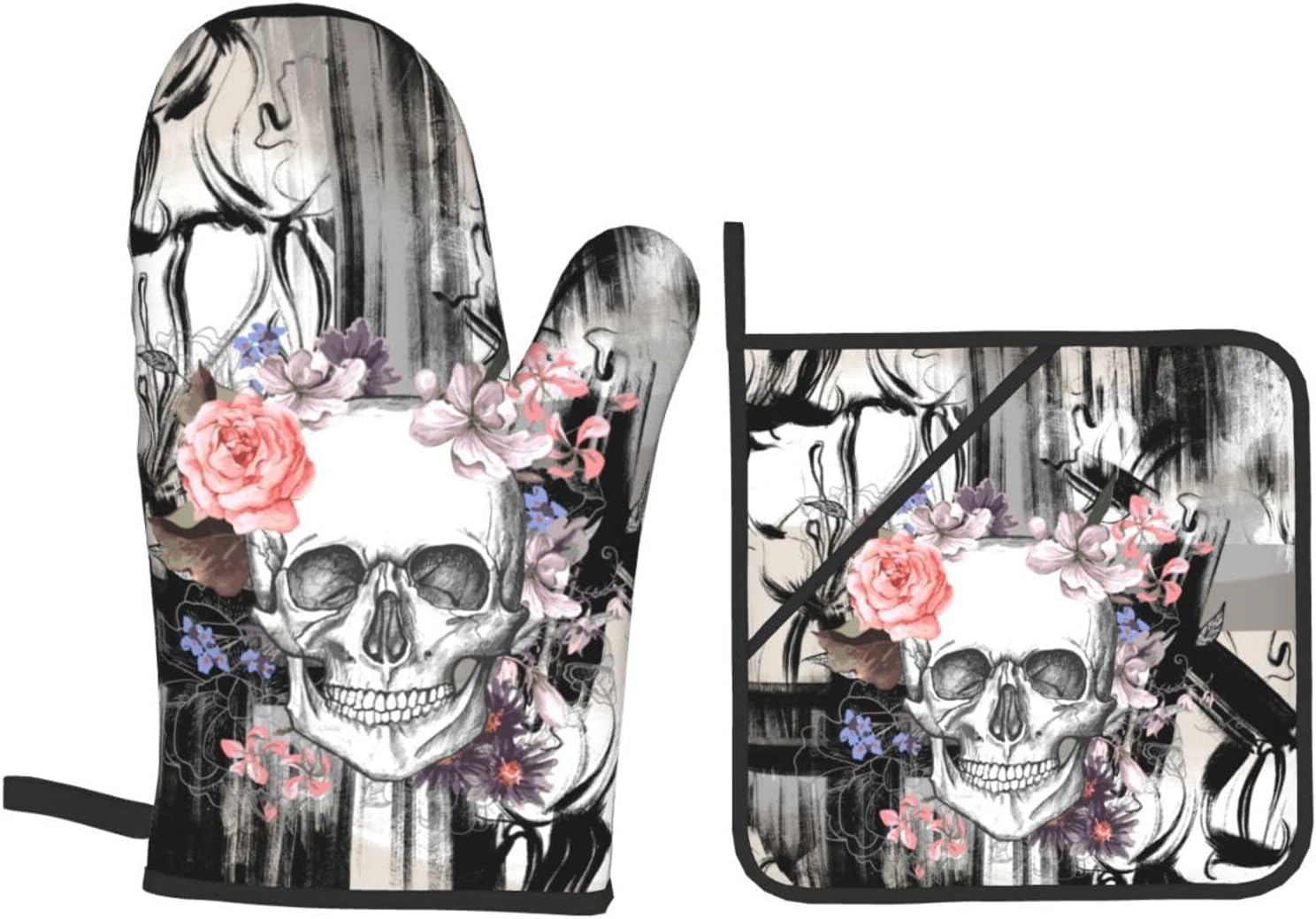 Gothic Skull Oven Mitts Heat Resistant Heat-Resistant Oven mitts