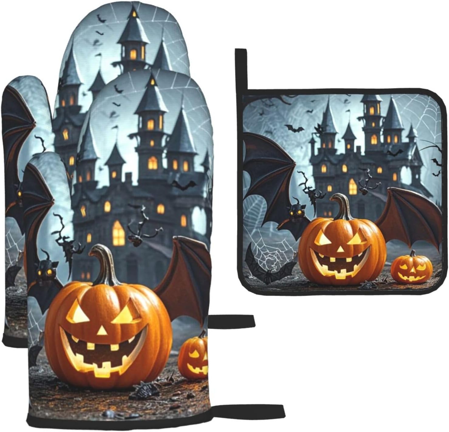 Oven Glove Potholder Set Fun Halloween Kitchen Accessories
