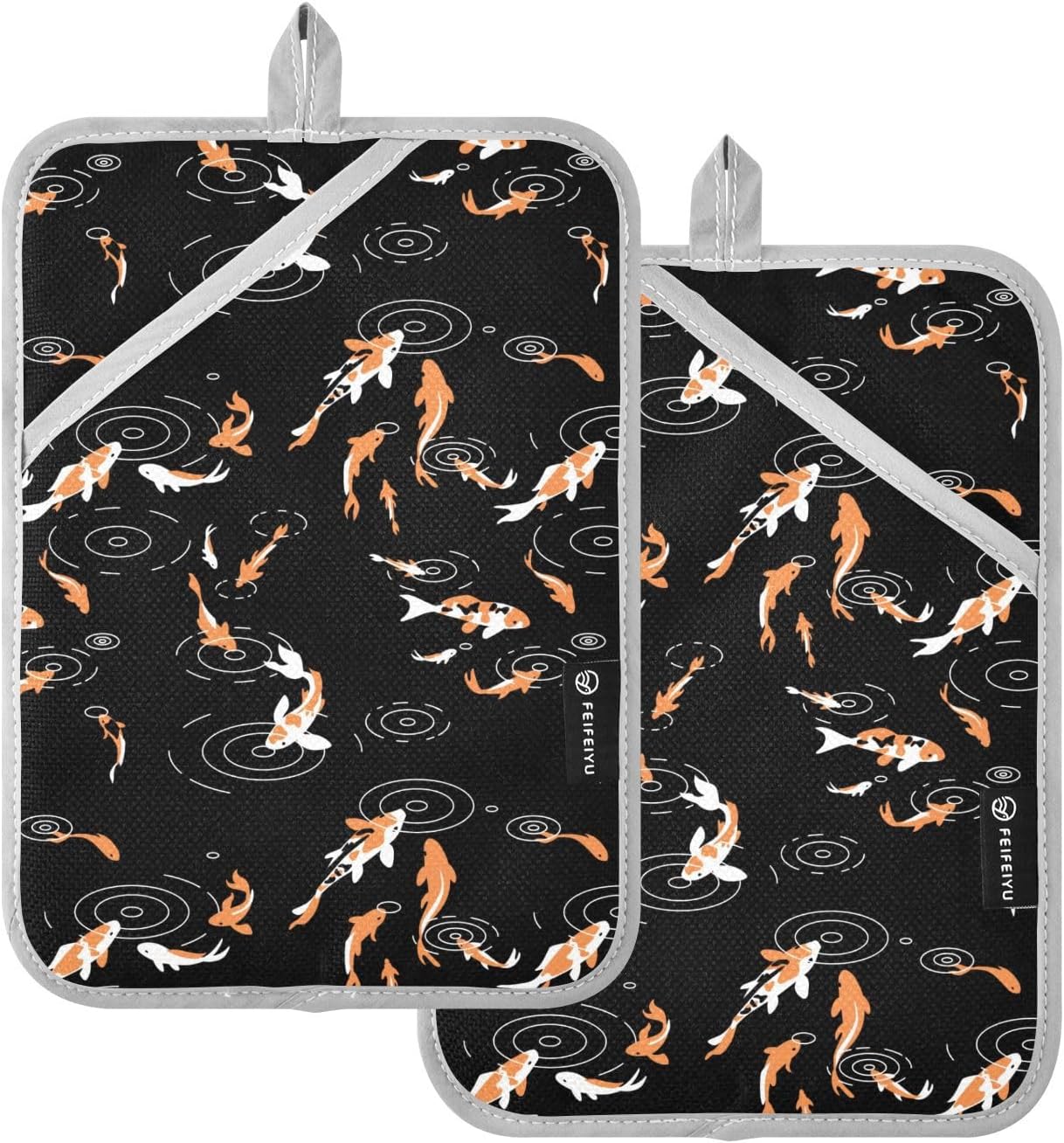 Dalzium Potholder Set of 2 Koi Fish Heat Resistant Kitchen Towels