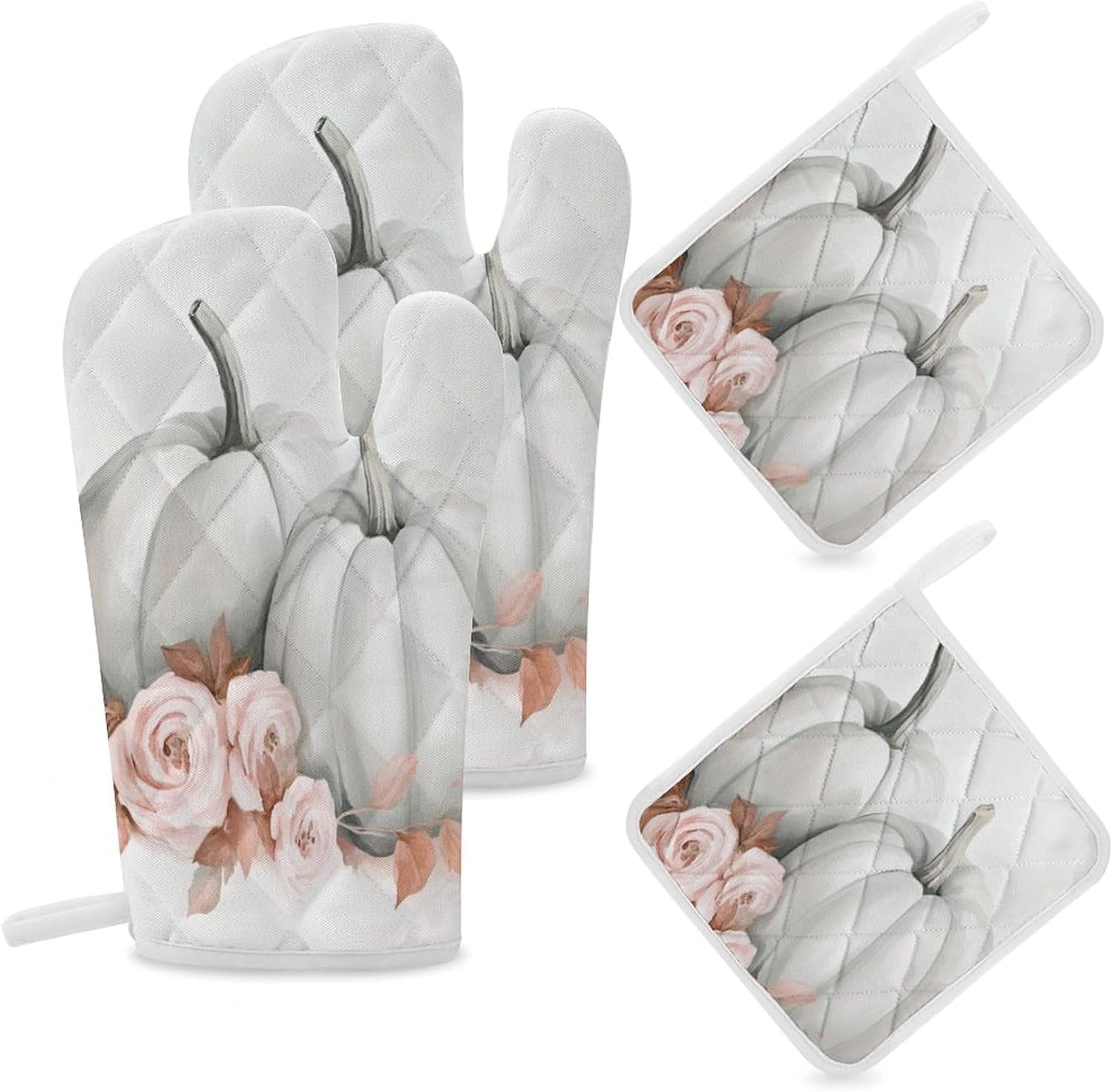 Versatile Fall Design Oven Mitts and Pot Holders Set for Kitchen Essential