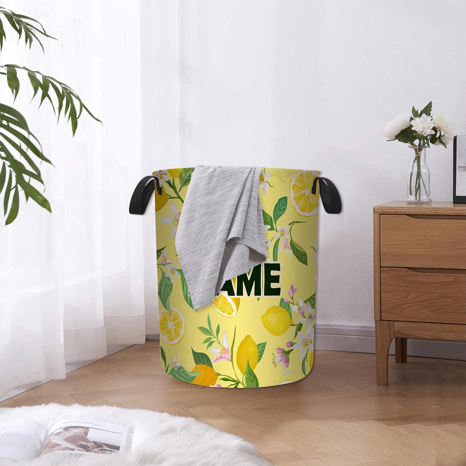 Custom Lemon Laundry Hamper Personalized Storage with Durable Design