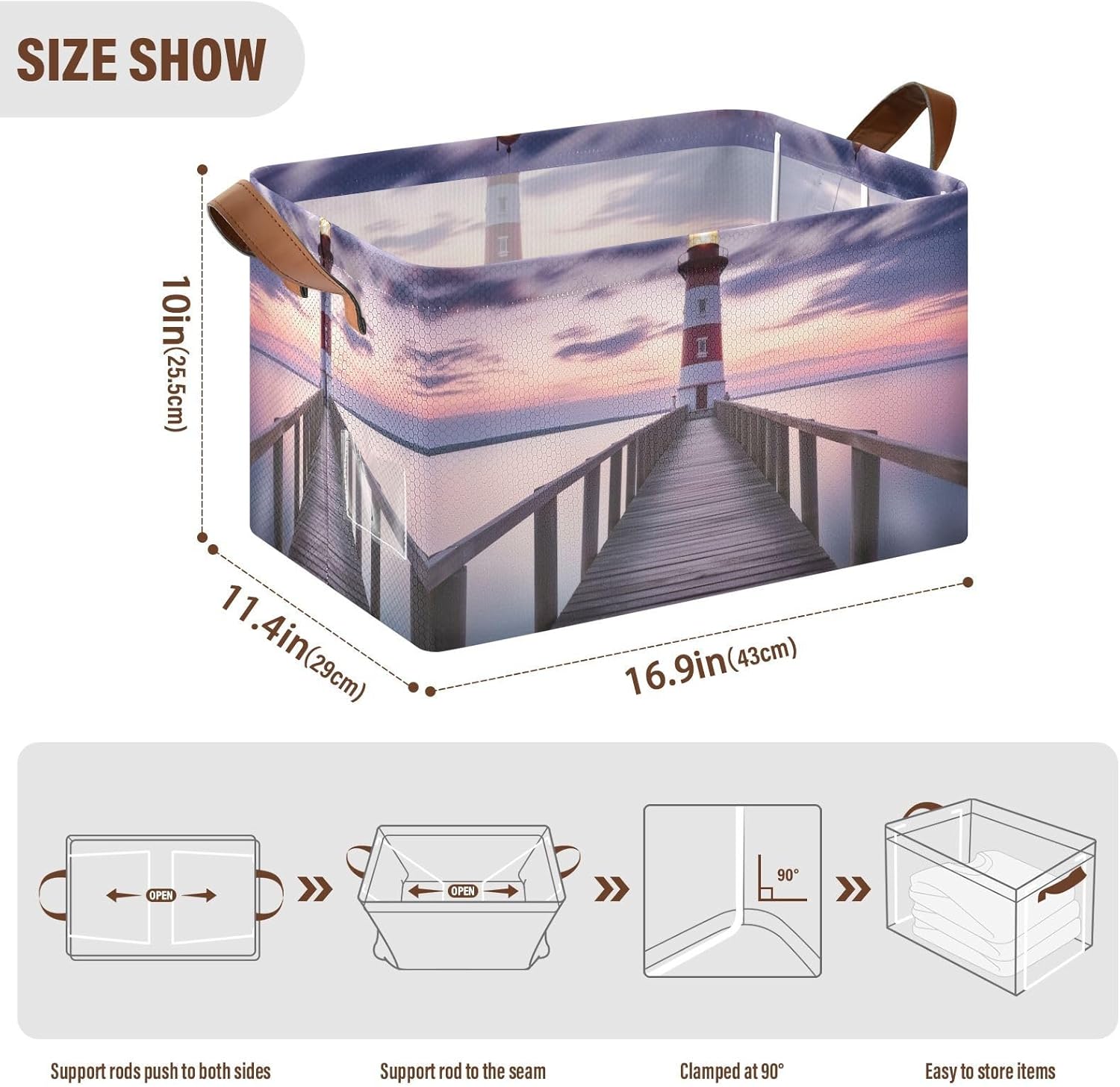 YETTASBIN Lighthouse Storage Basket 32L Waterproof with Handle