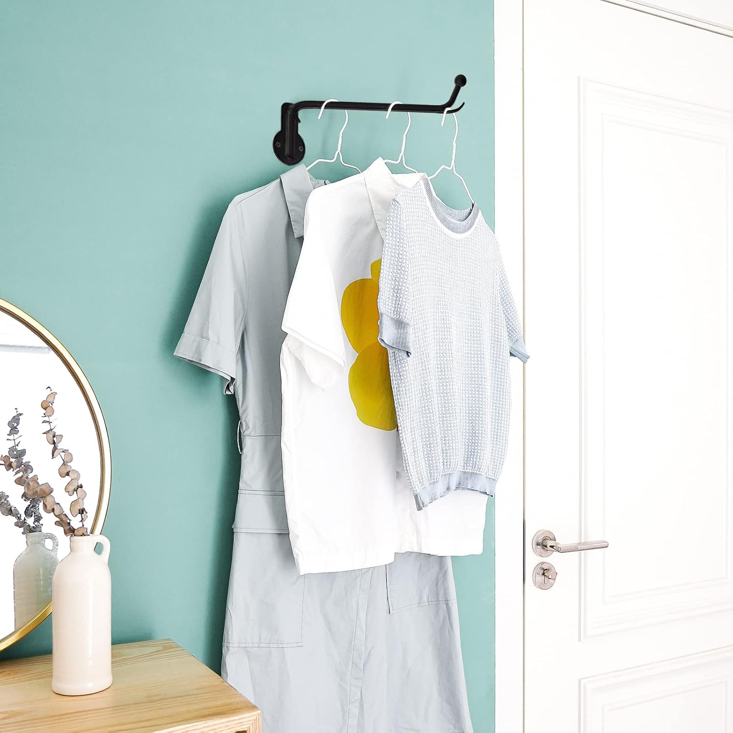 Mkono Wall Clothes Hanger Rack 2 Pack Black