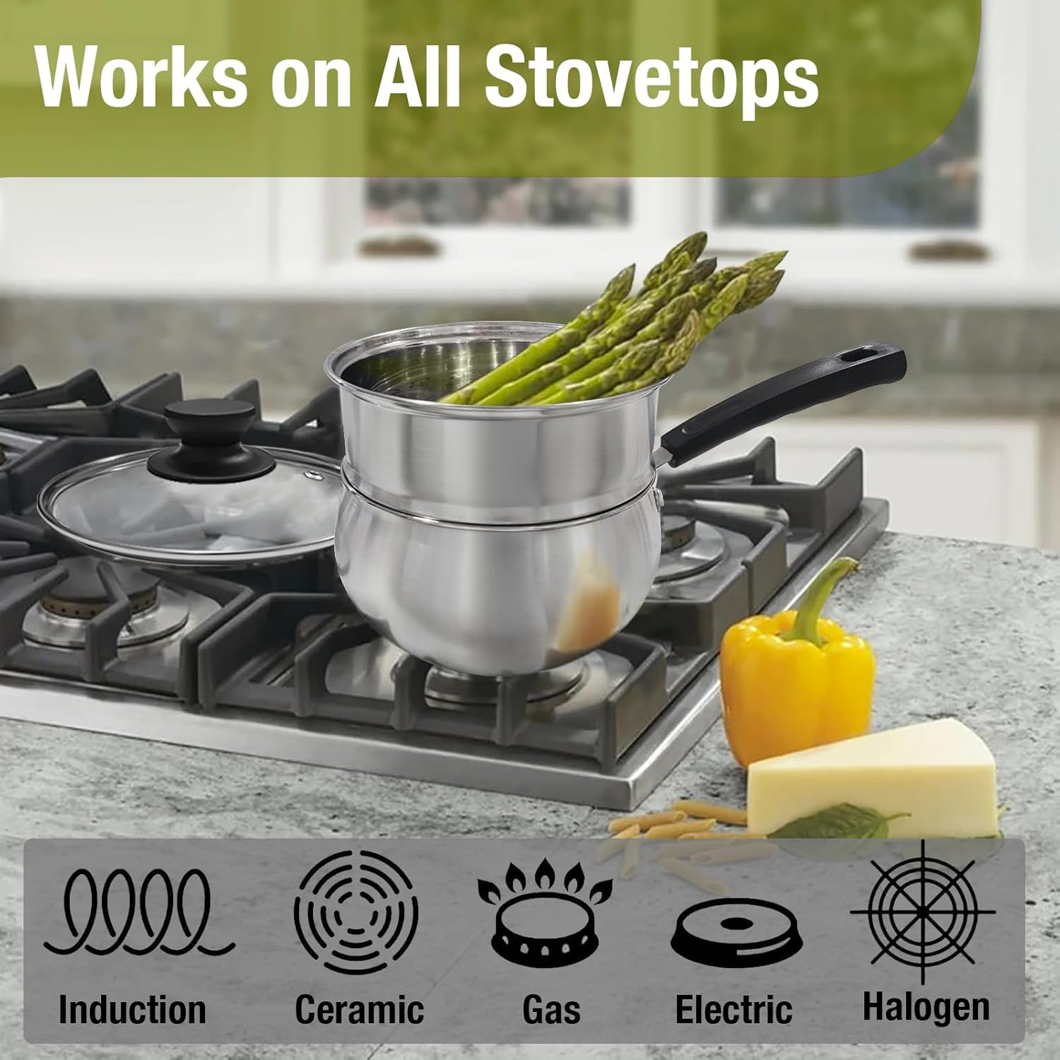 15QT Stainless Steel Saucepan with Steamer